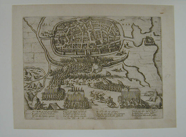 A.0145(027)130; Vruchteloos beleg van Alkmaar door de Spanjaarden, september 1573; prent