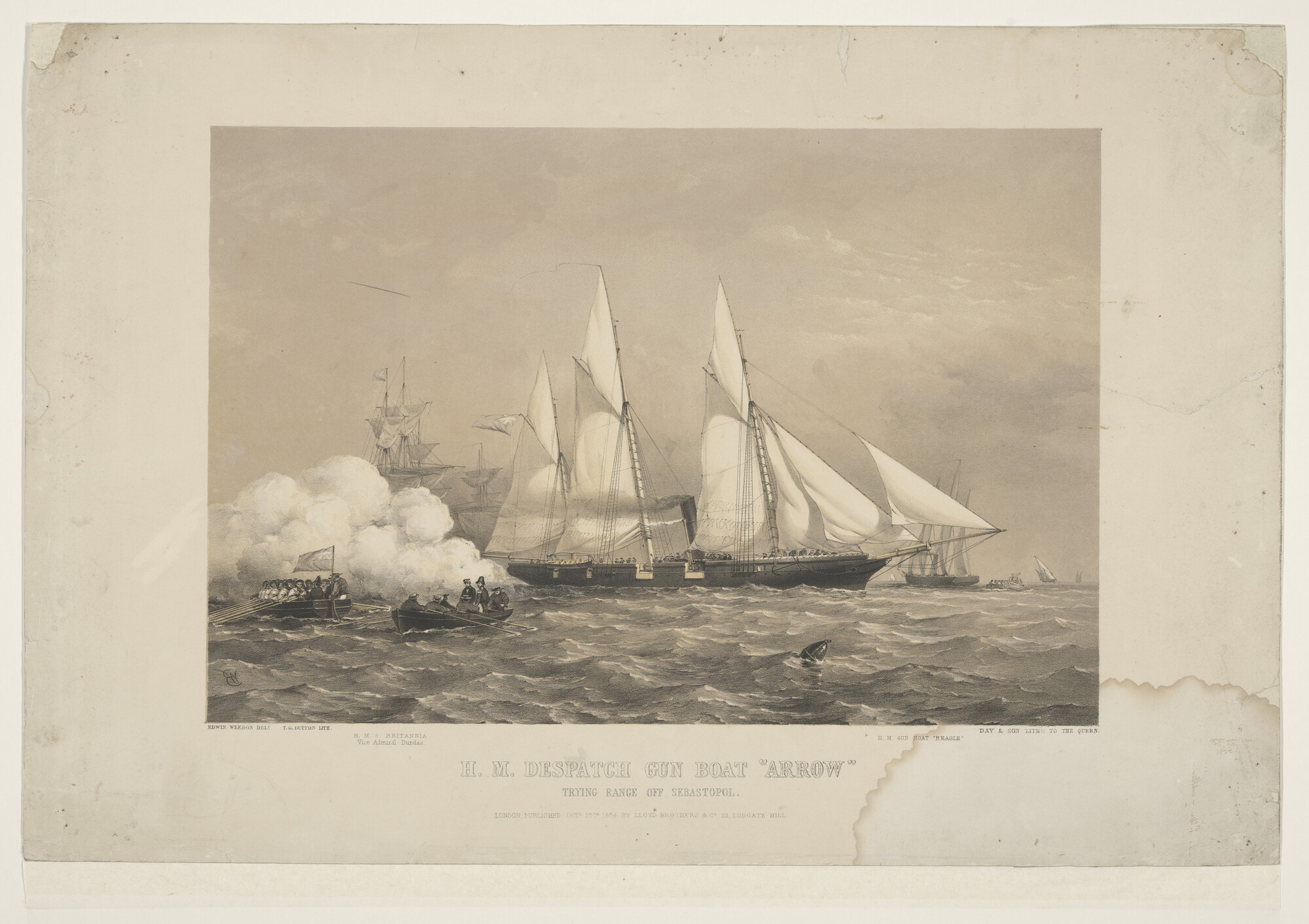S.2172(1)04; De Britse stoomkanonneerboot HMS 'Arrow'; prent