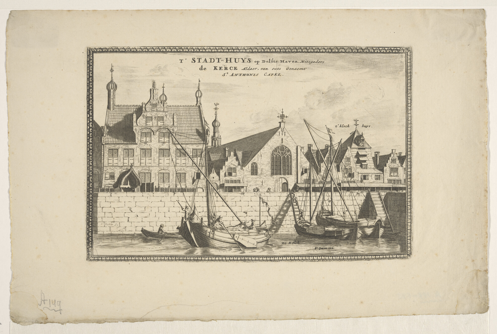 A.0149(0590); t' Stadt-huys op Delfts Haven; prent