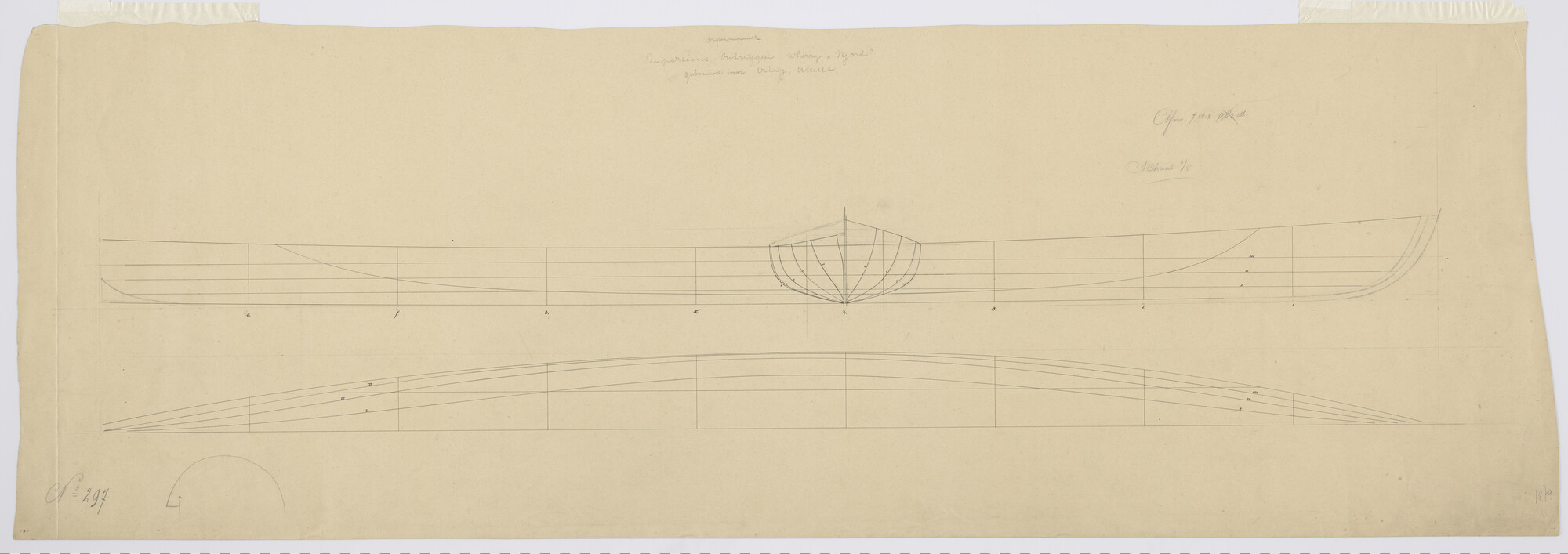 2012.0526; Lijnenplan van de wherry 'Njord' van 7 meter; technische tekening