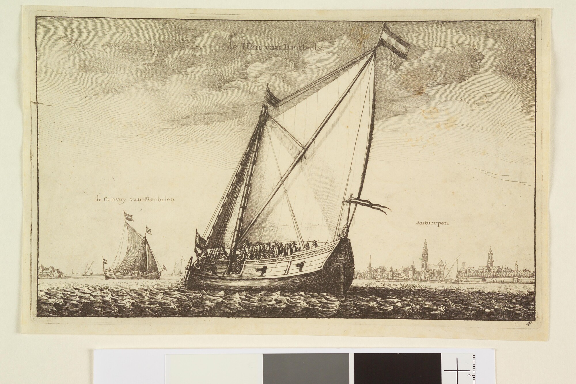 A.0149(0186); De heu van Brussel op de Schelde voor Antwerpen; prent