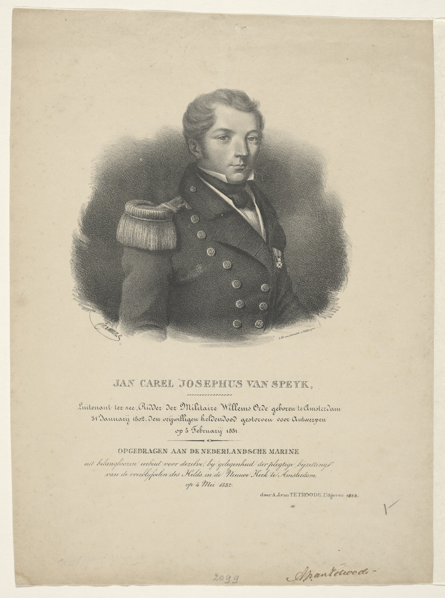 A.0964(01)64; Portret van J.C.J. van Speyk; prent