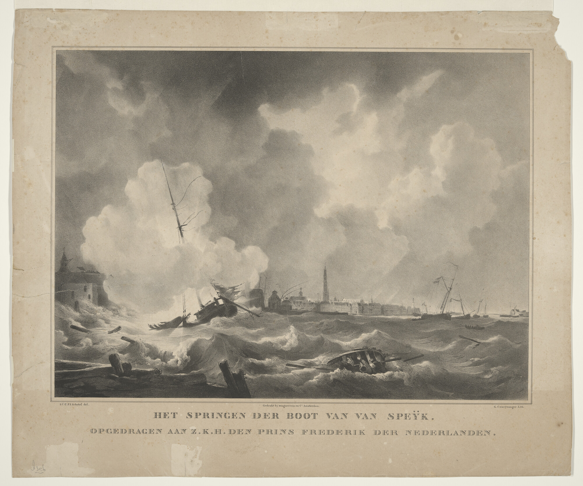 A.0356(52)06; Het springen der boot van J.C. van Speyk; prent