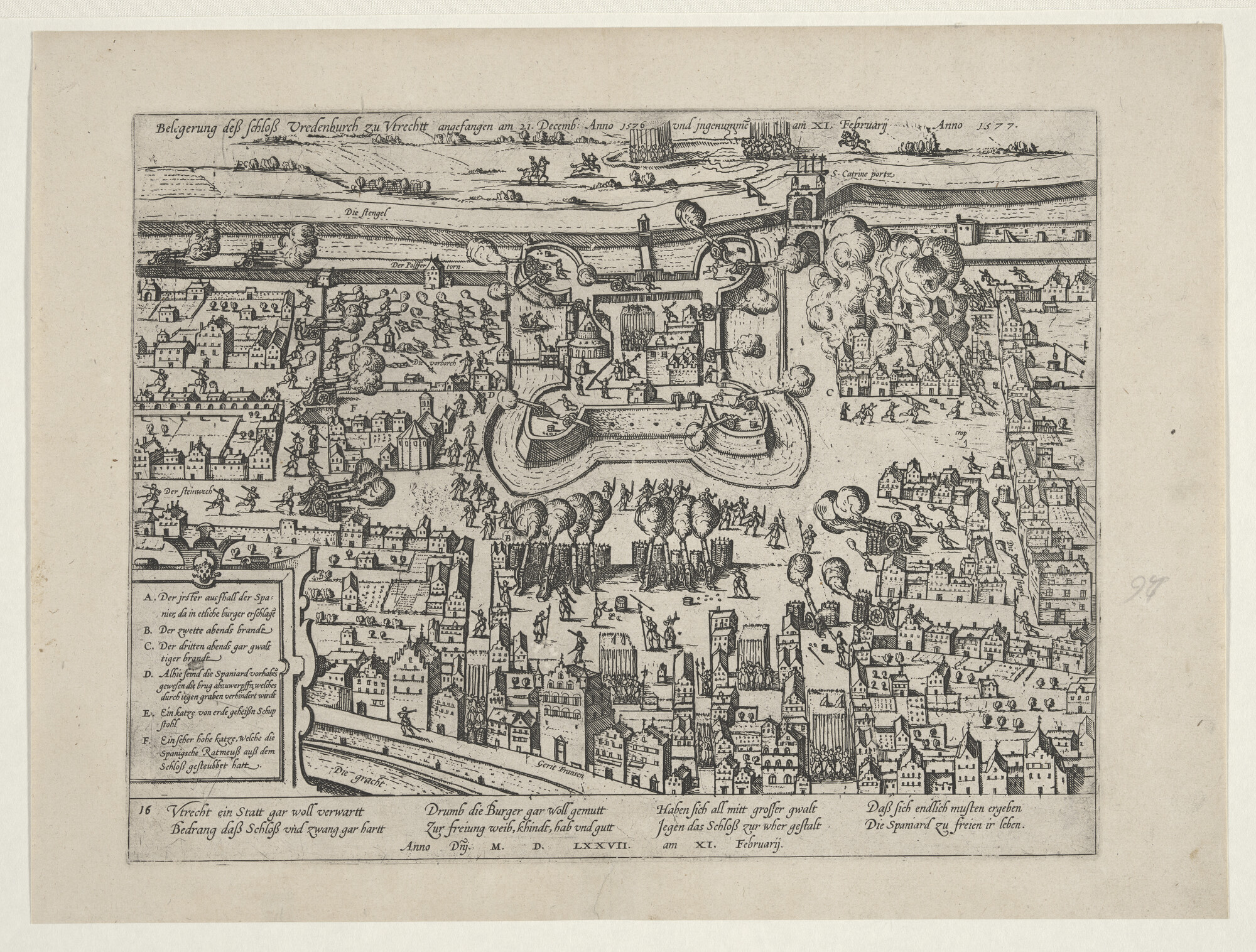 A.0145(027)159; Belegering van het slot Vredenburg in Utrecht; prent