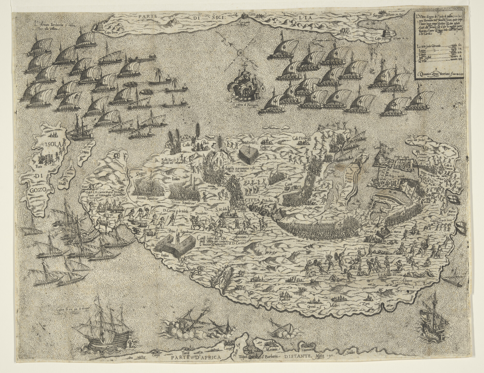 A.0145(193)03; Beleg van Malta door de Turken in 1565; prent
