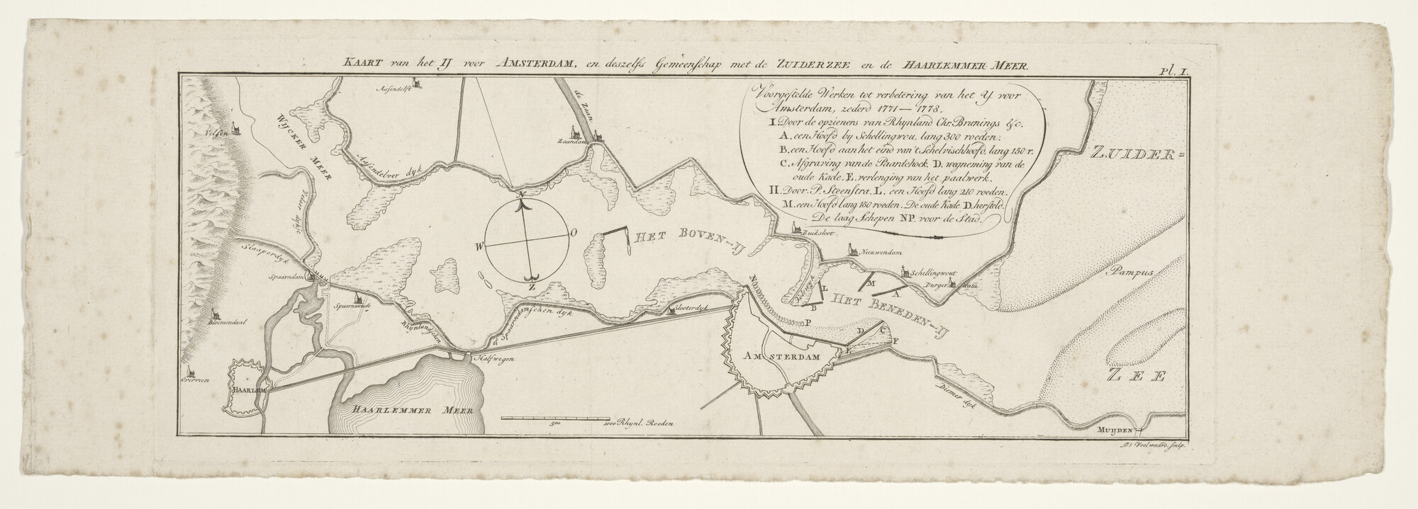 S.3380(21); Kaart van de verbeteringen aan het IJ in de jaren 1771-1778; landkaart