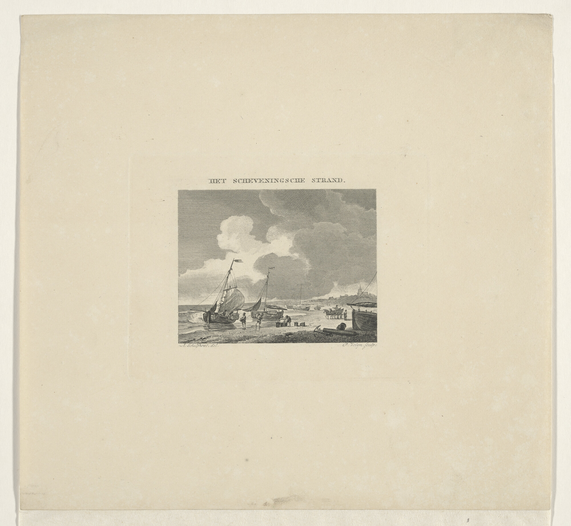 A.3002(12); Het Scheveningse strand; prent