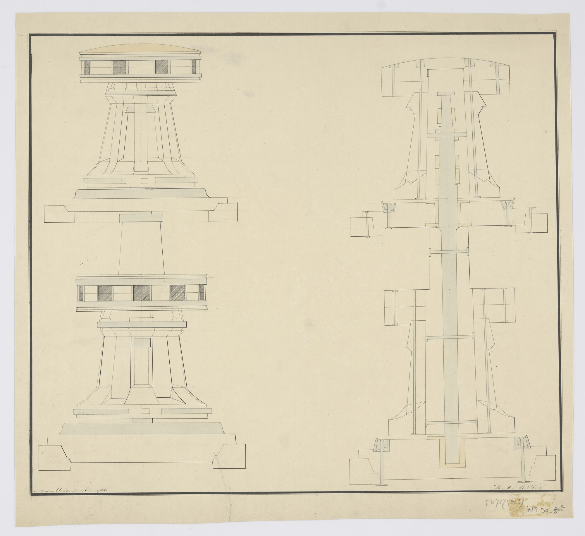 S.2175(4603); Ankerspil (ijzer); technische tekening