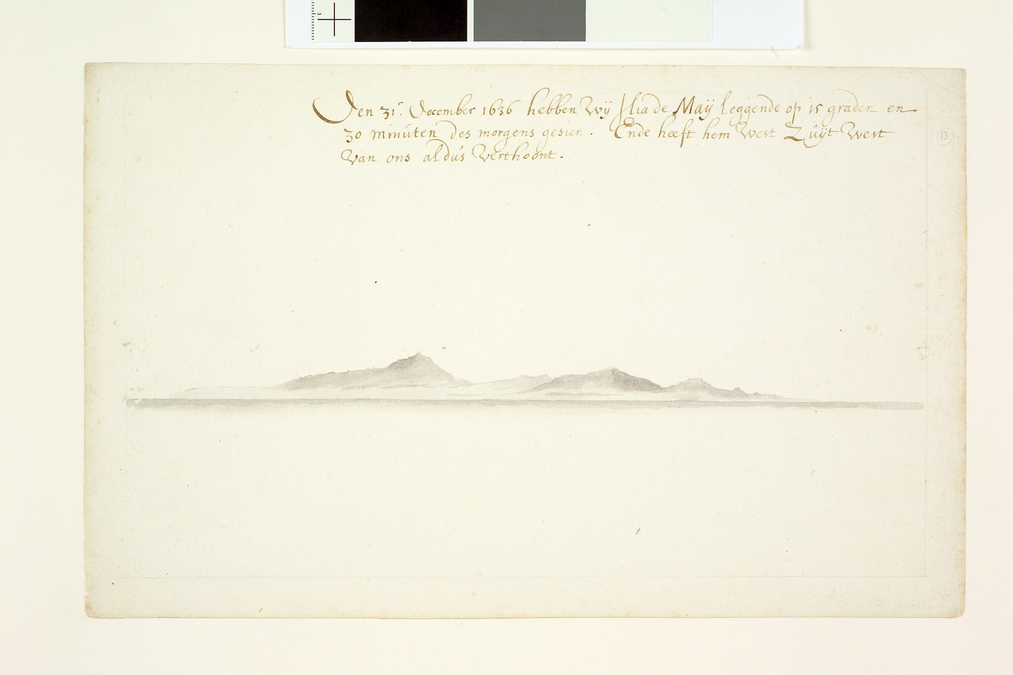 A.3457(13); Landverkenning van het eiland Maio, één der Kaapverdische Eilanden; tekening
