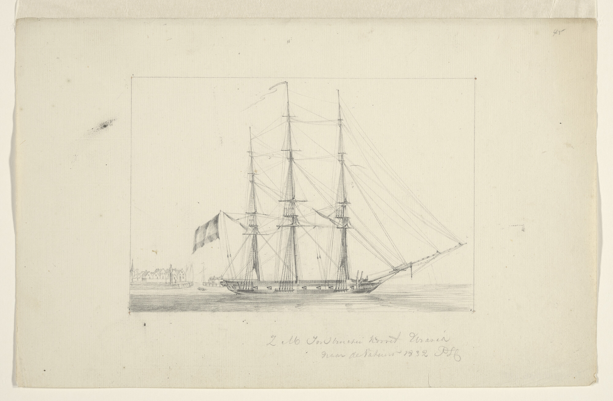 S.4005(06)021; Het instructiekorvet Zr.Ms. 'Urania'; tekening