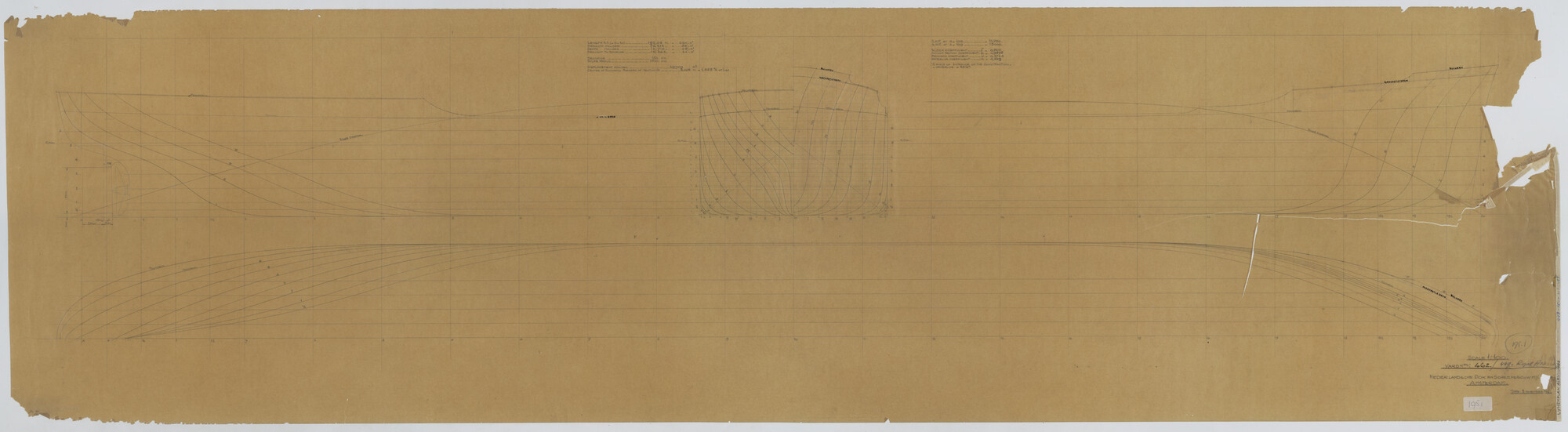 S.5444(195.01); Lijnenplan van de Noorse tanker ss. 'Alby'; technische tekening