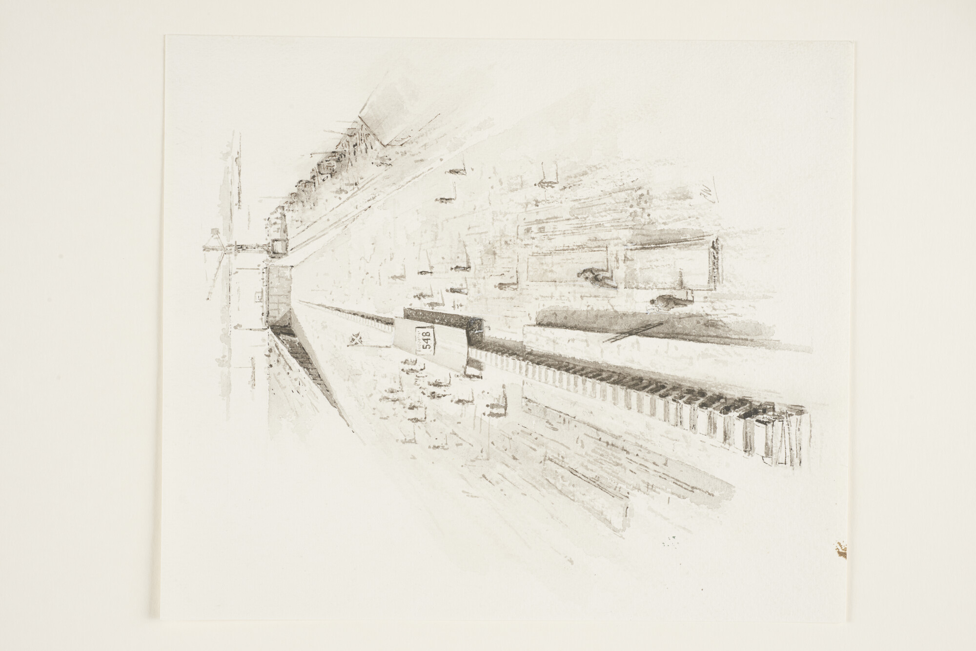 A.5290(07); Kiellegging van het veerschip ms. Koningin Wilhelmina van de SMZ; tekening