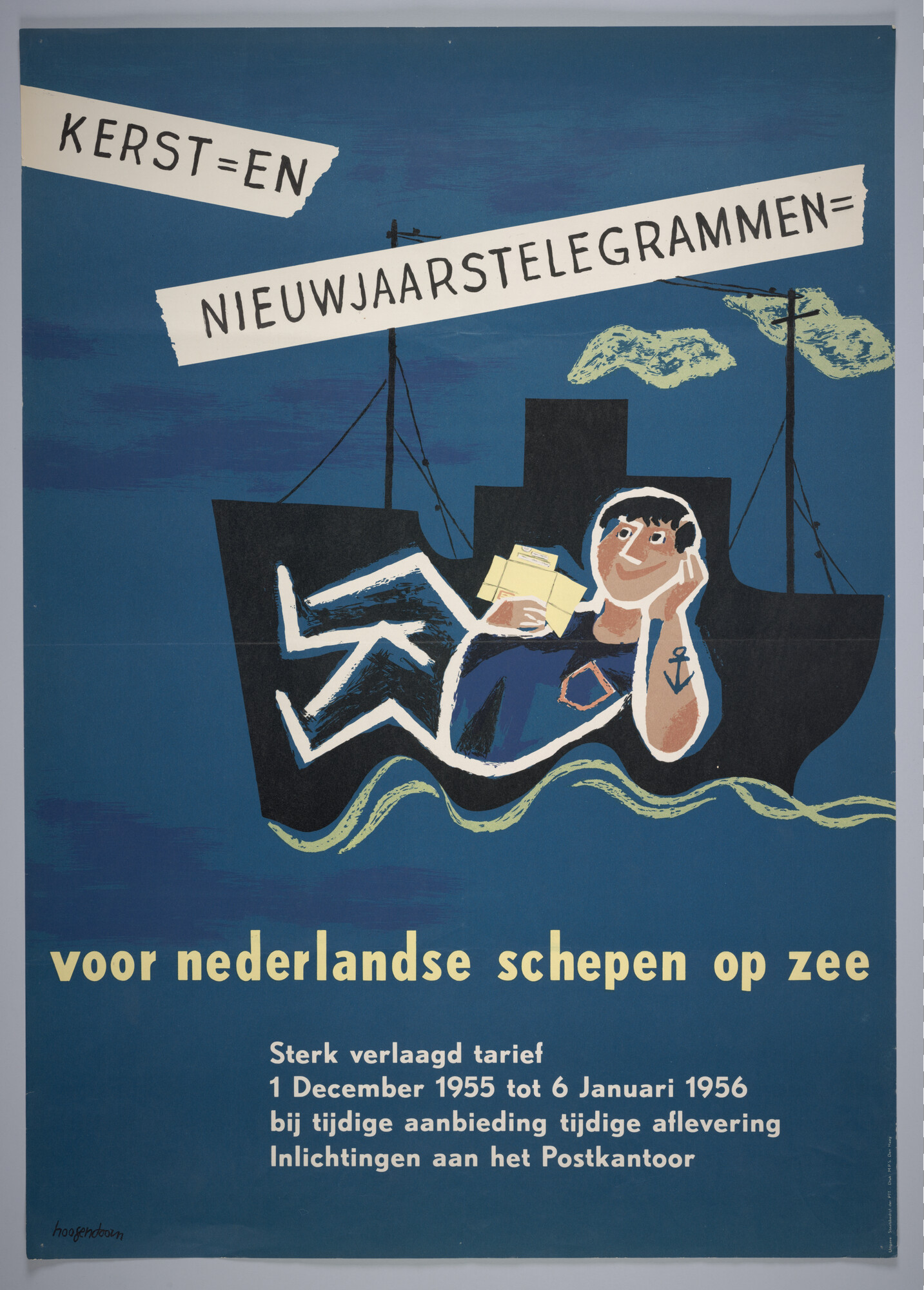 2010.2480; Kerst- en Nieuwjaarstelegrammen voor Nederlandse schepen op zee; affiche