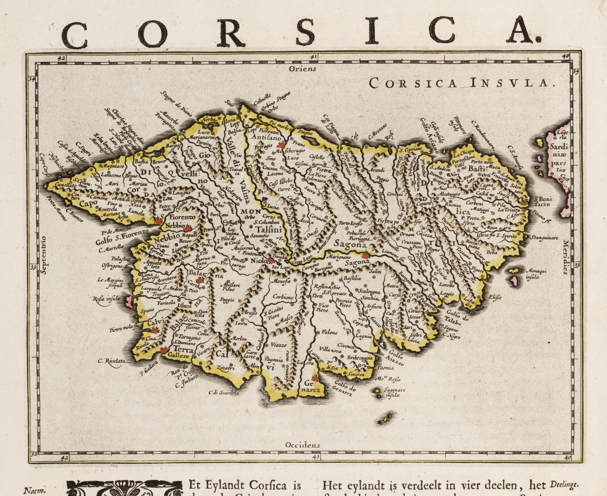S.1034(07) [kaart 010]; Kaart van Corsica; landkaart
