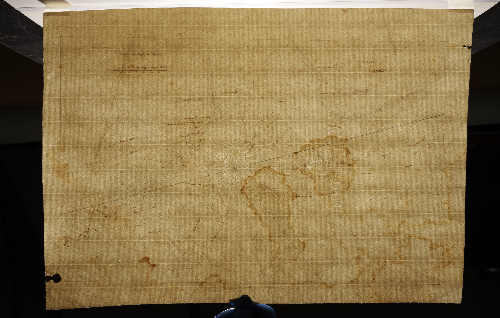 2023.0007; Zeekaart in handschrift van de ingang van het Zeegat van Texel, met het Marsdiep tussen Texel en Den Helder, met de Haaksgronden; kaart