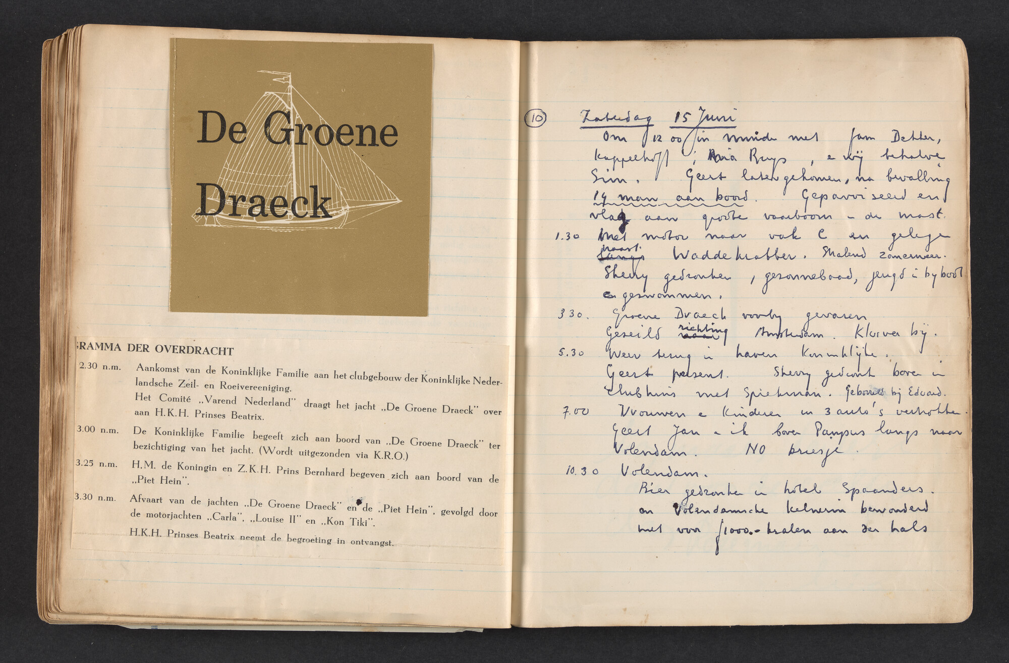 2017.0792; Logboek c.q. fotoalbum van reizen met zeeschouw Grutto in Nederland, 1955-1957; logboek