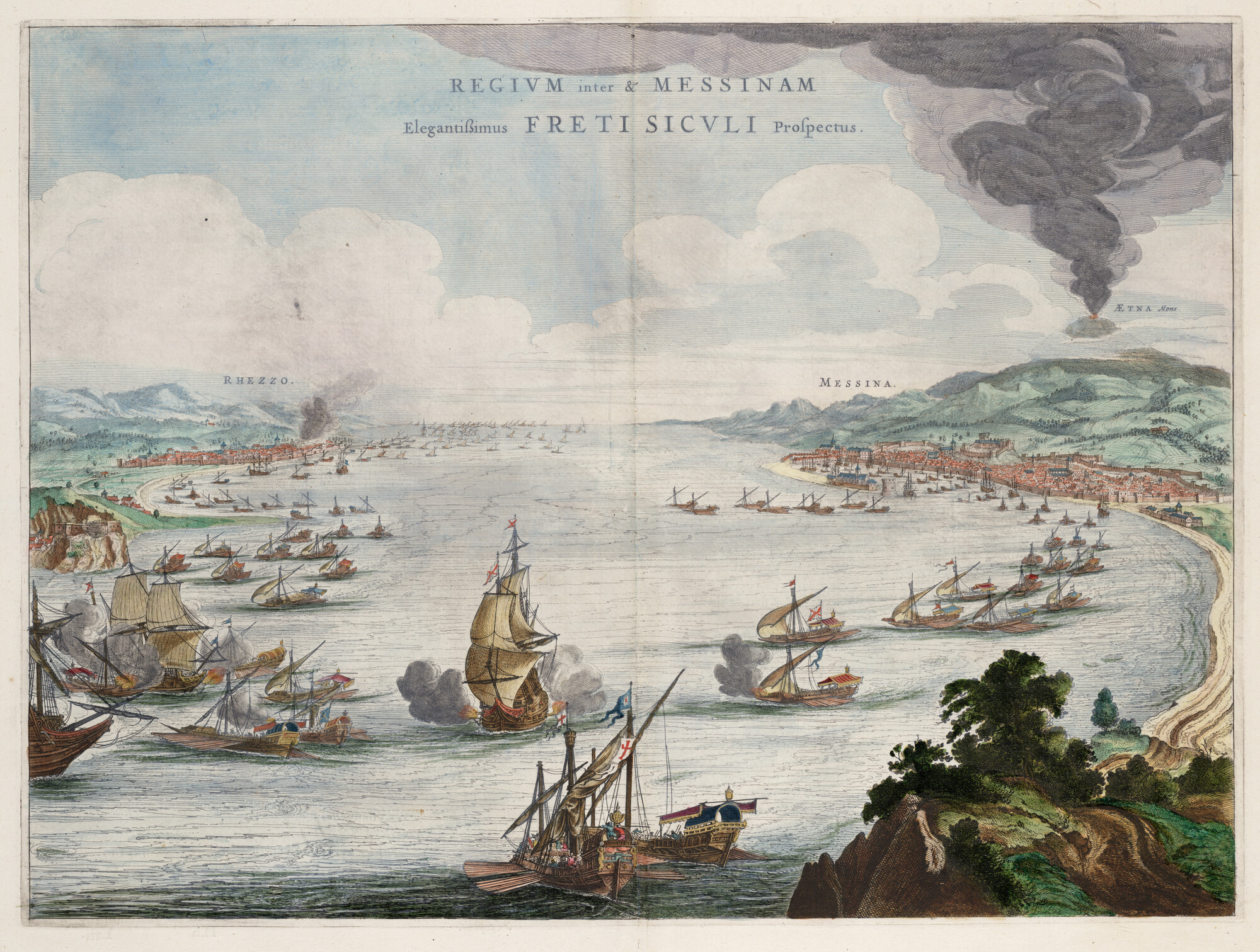 S.1034(12) [kaart 025]; Gezicht op de Straat van Messina; prent