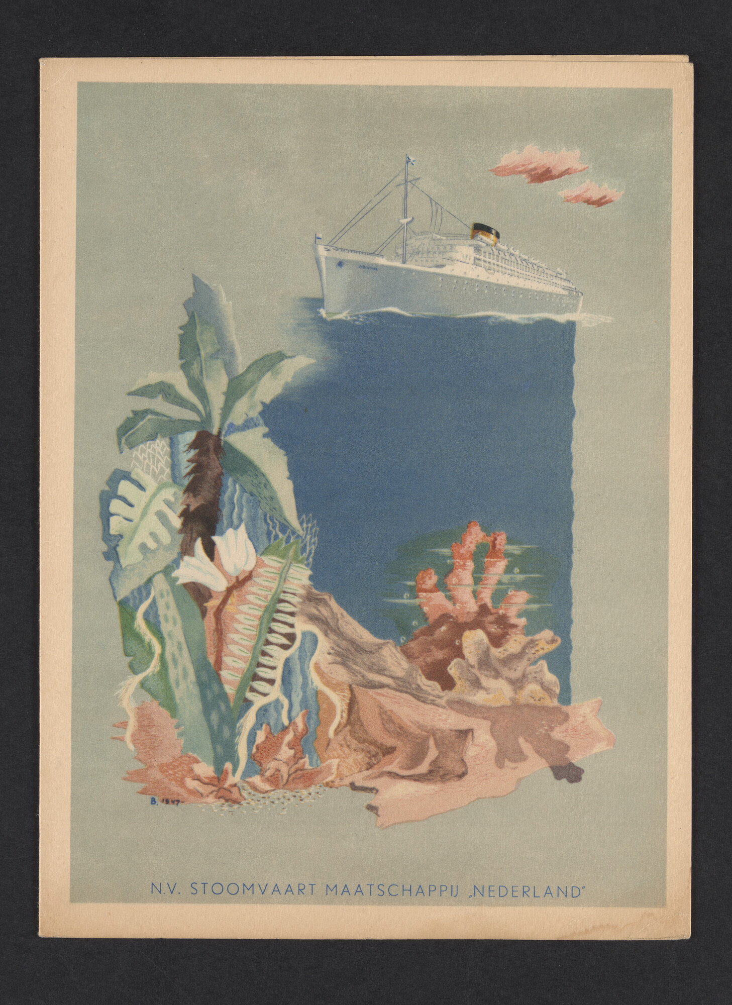 2019.0671; Fotoalbum van het echtpaar Jan van der Meer Mohr en Johanna van der Meer Mohr-van Ruler van hun reis op ms. Oranje van Tandjong Priok naar Amsterdam tussen 18 december 1953 en 7 januari 1954; fotoalbum