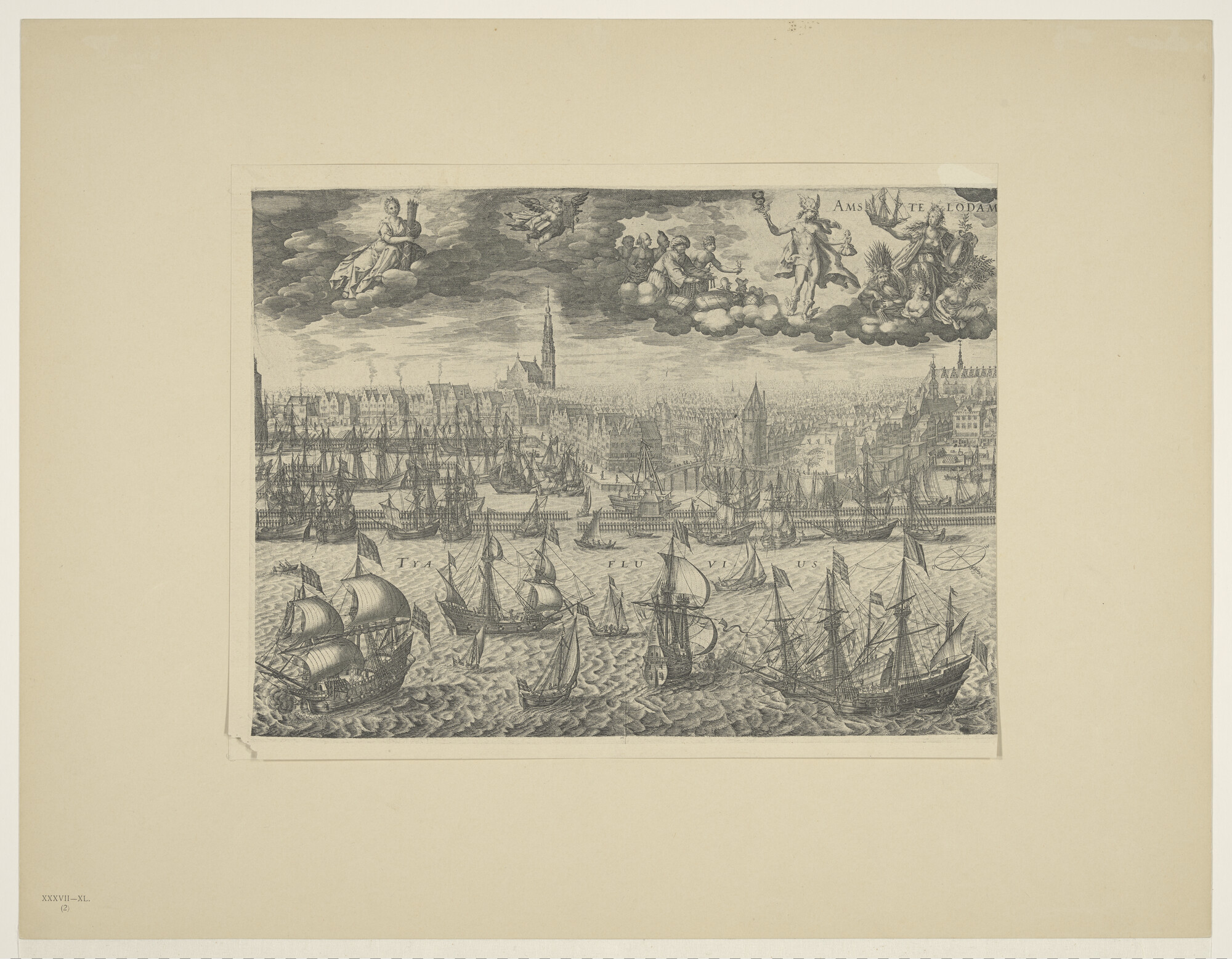 A.0582(04)2; Reproductie van deel 2 van 4 van een profiel van Amsterdam uit 1606; prent