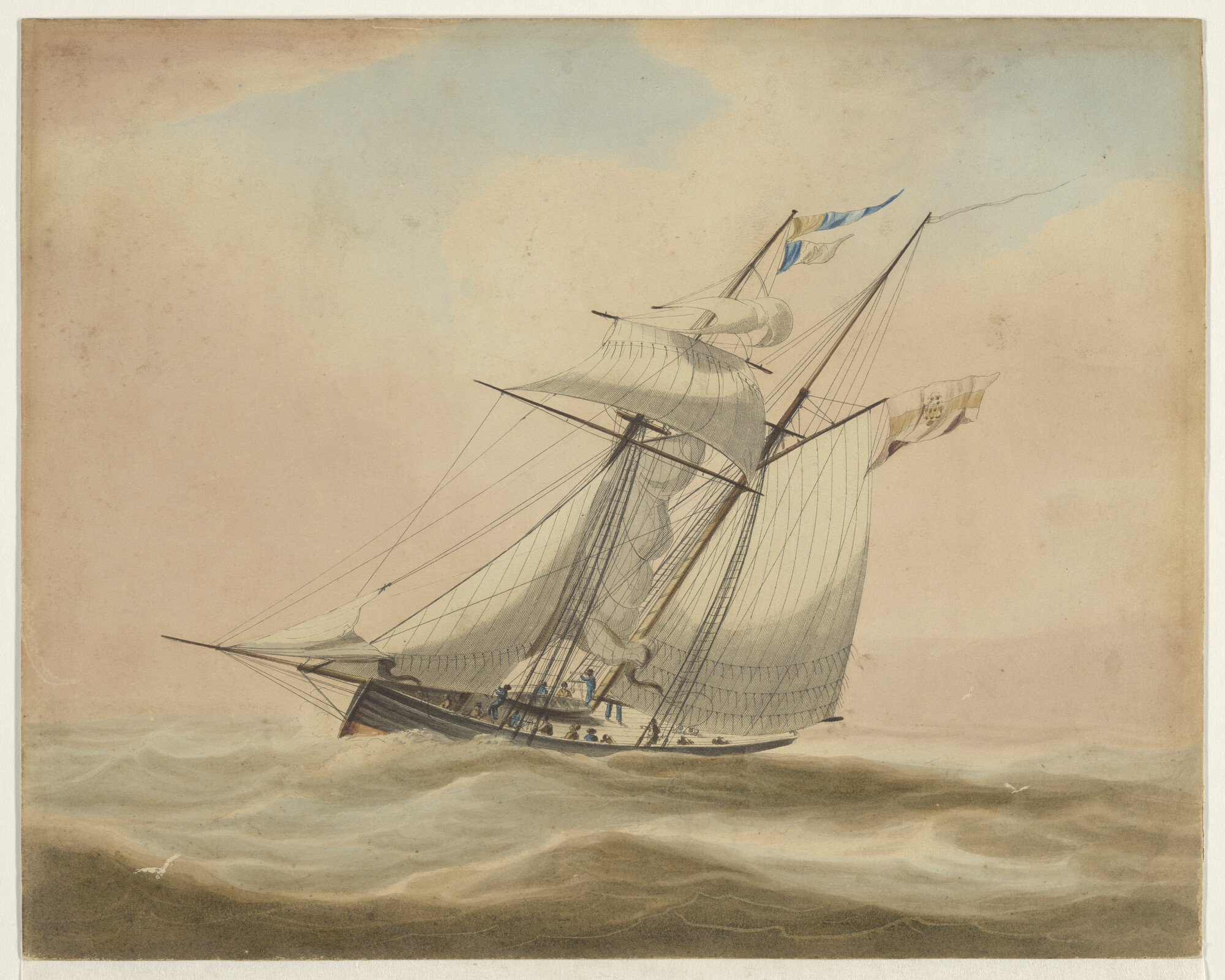 A.1754(02); Het jacht 'Royal George' op een zeilwedstrijd te Spithead, augustus 1832; tekening