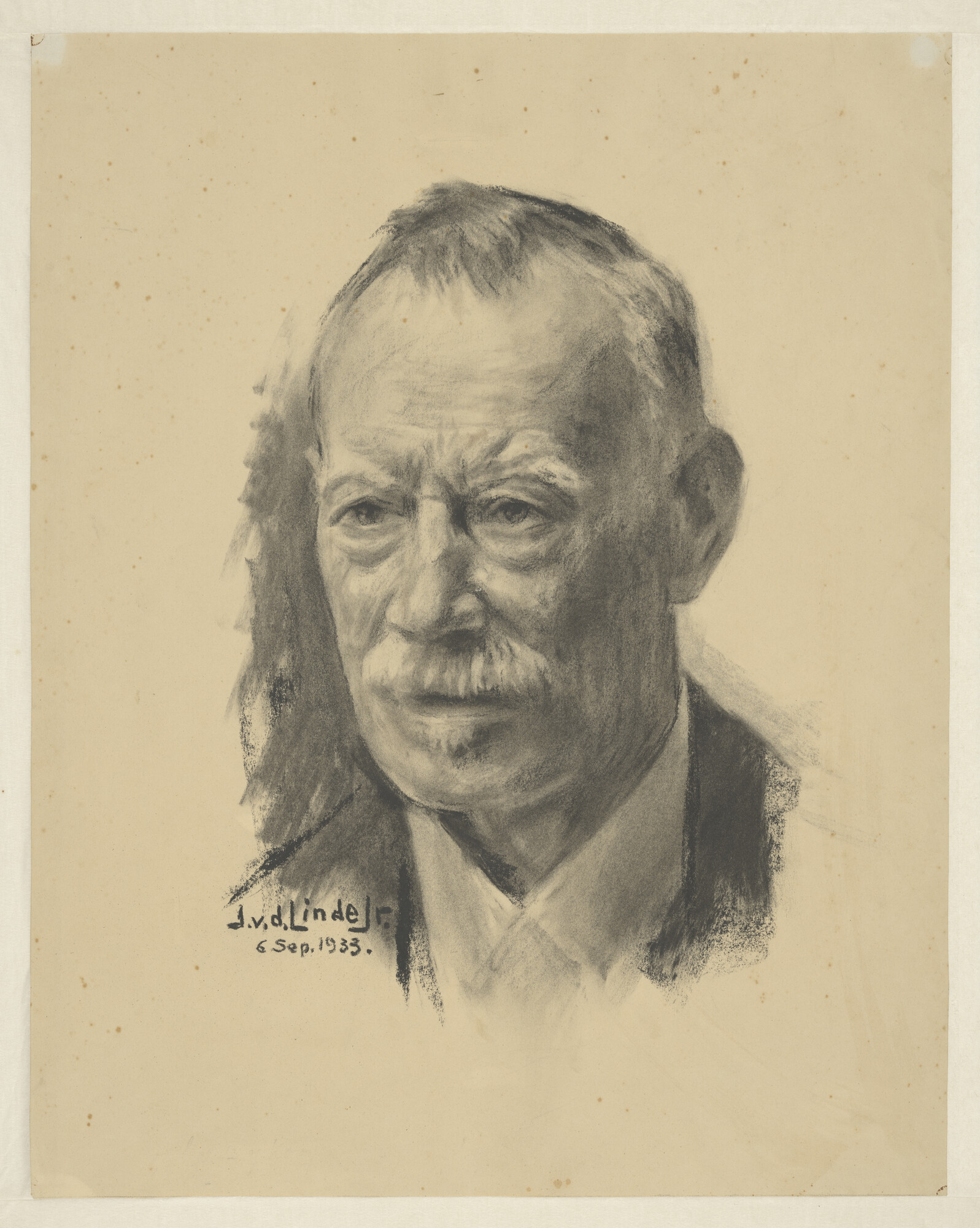 S.3088(09); Portret van J. van der Linde, zeeschilder; tekening