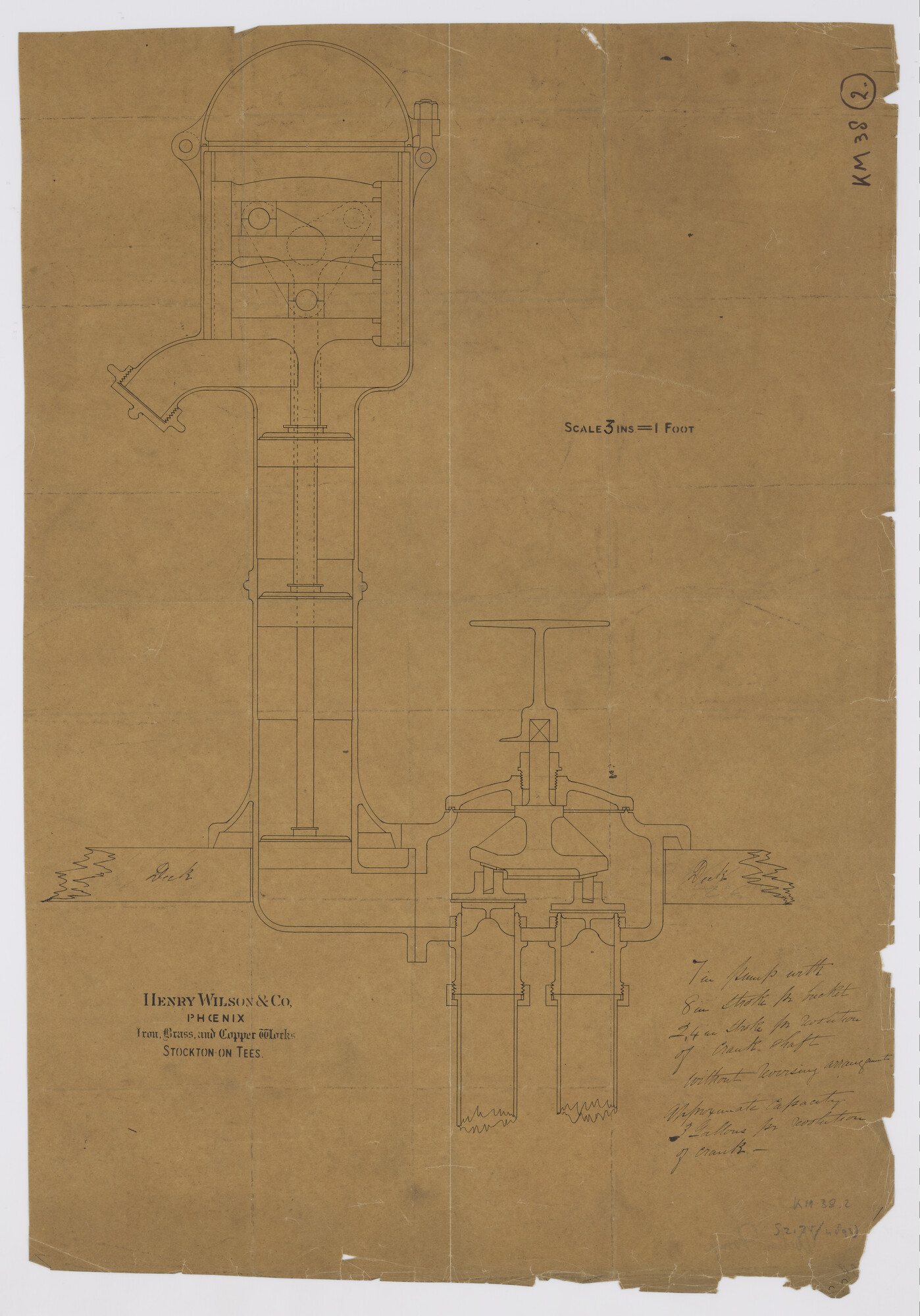 S.2175(4893); Doorsneden van een Wilson lenspomp; technische tekening