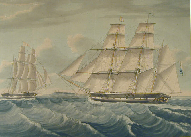 S.1603(68); Het barkschip 'Snelheid'; tekening