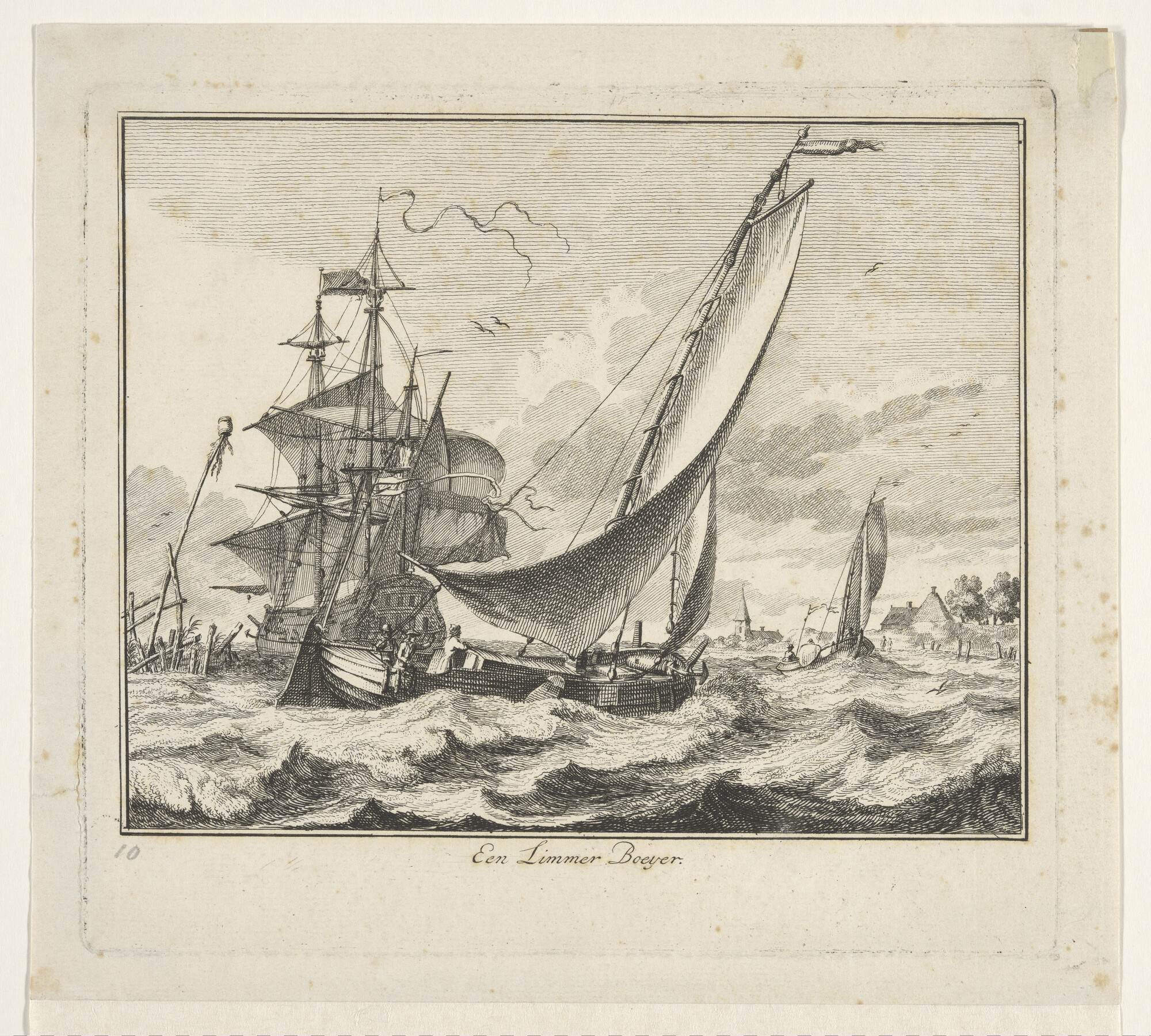 A.0149(0569); Een Lemmer boeier, uit een serie afbeeldingen van in- en uitheemse vaartuigen; prent