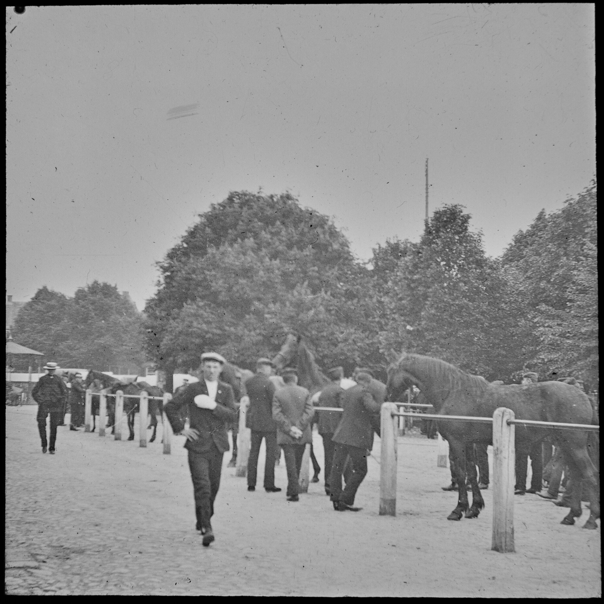 S.1156(06)375-04; Lantaarnplaatje van de regelmatigheidsrit naar Groningen met de Nederlandsche Automobiel Club van 5 juni tot en met 7 juni 1909 in Coevorden; lantaarnplaatje