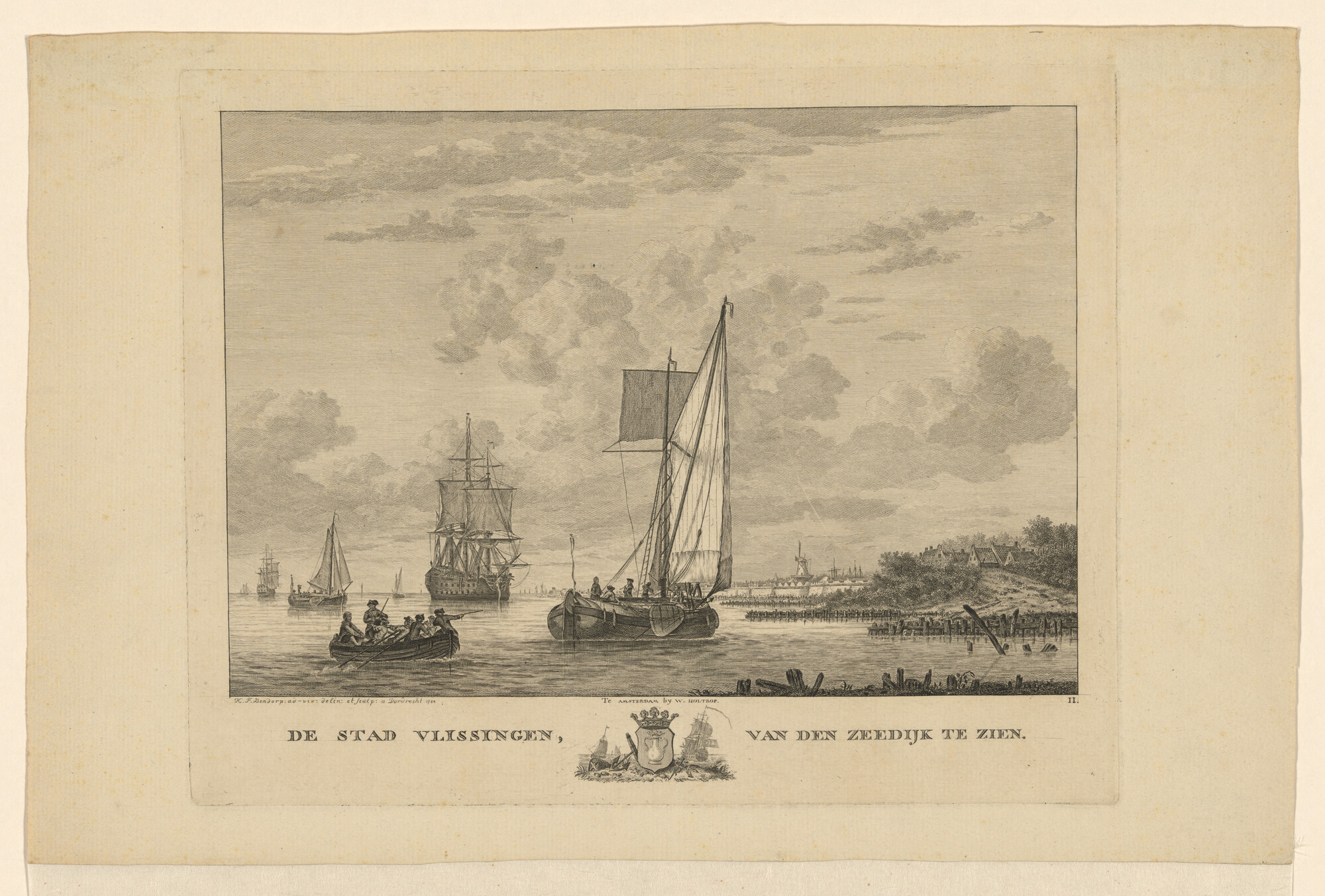 A.0149(0673); Gezicht op Vlissingen vanaf de zeedijk; prent