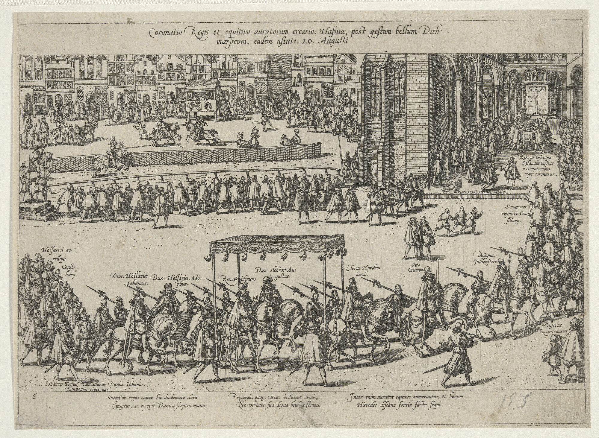 A.0145(027)374; Kroning van koning Frederik II te Kopenhagen, 20 augustus 1559; prent