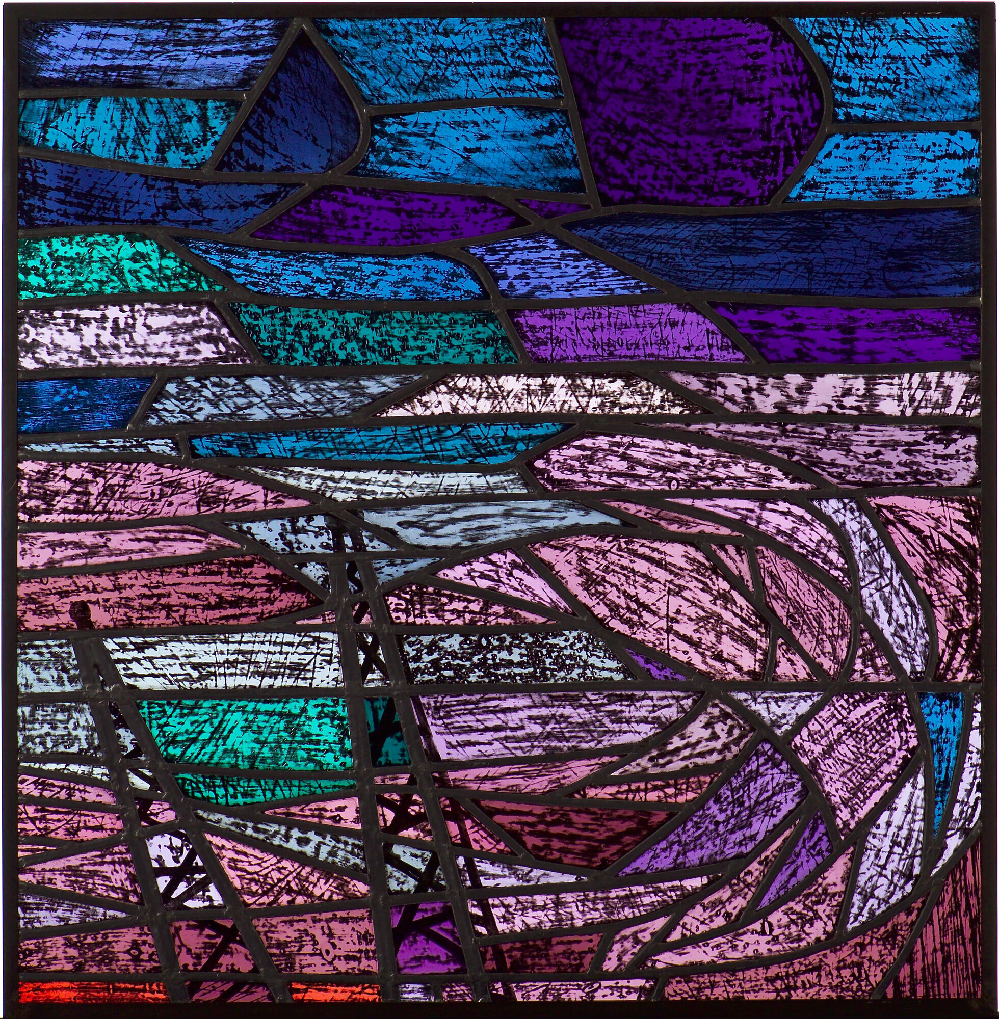 2009.1246; Gebrandschilderd glas-in-loodraam afkomstig uit het kantoor van de firma Vinke; raam