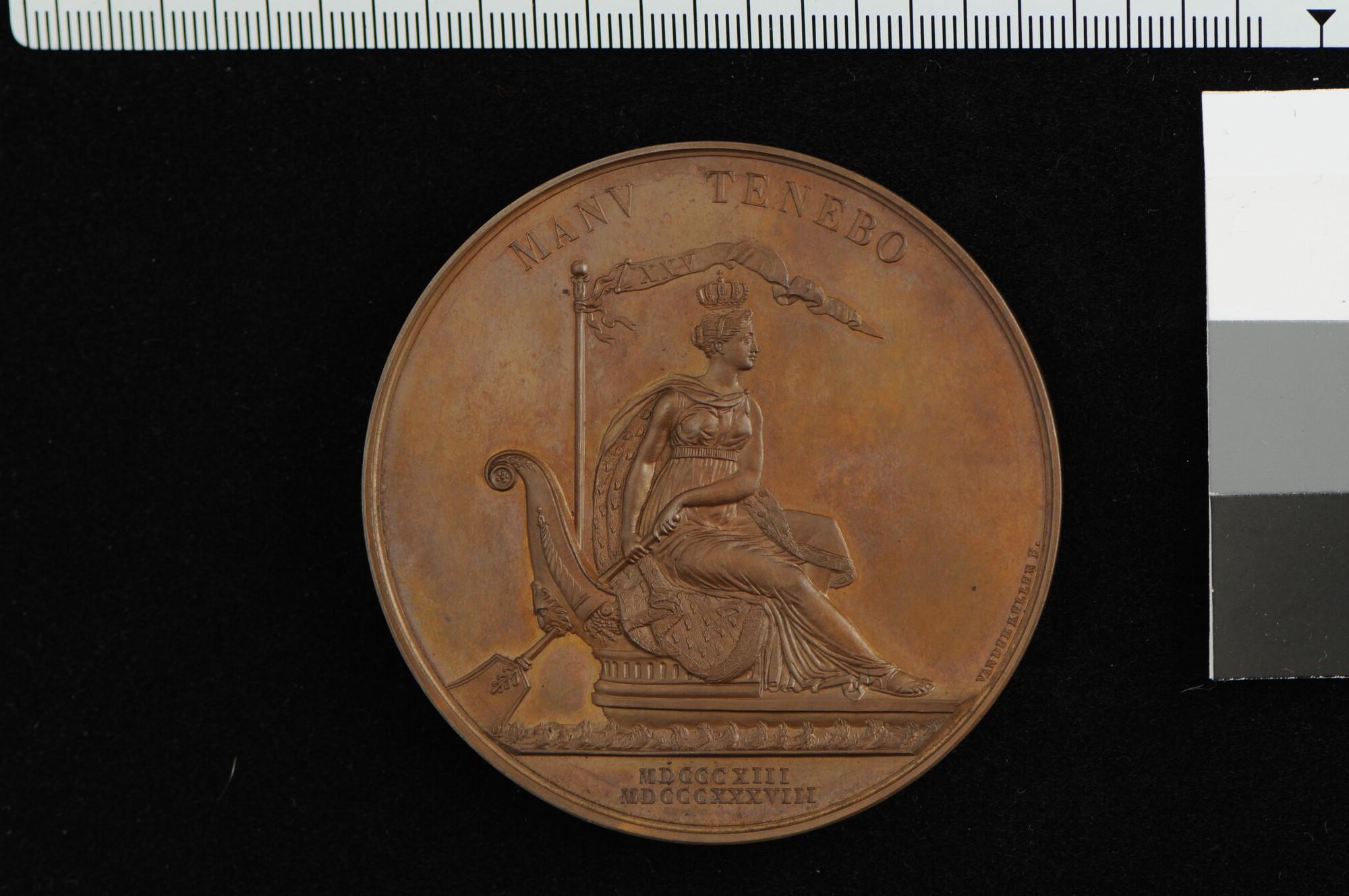 A.1517(05); Penning op het vijfentwintigjarig regeringsjubileum van Willem I, 1838; penning