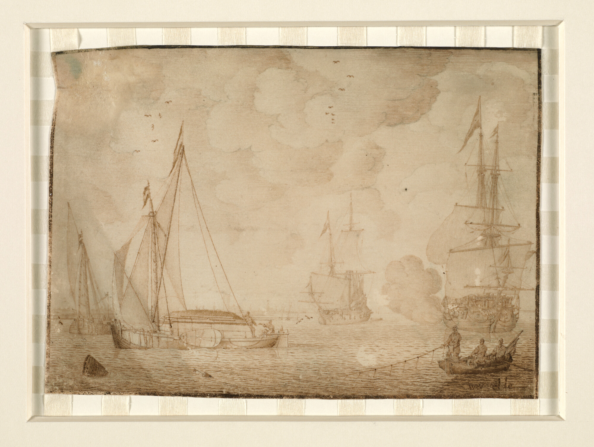A.0085(03)1; Scheepvaart op een rede; tekening