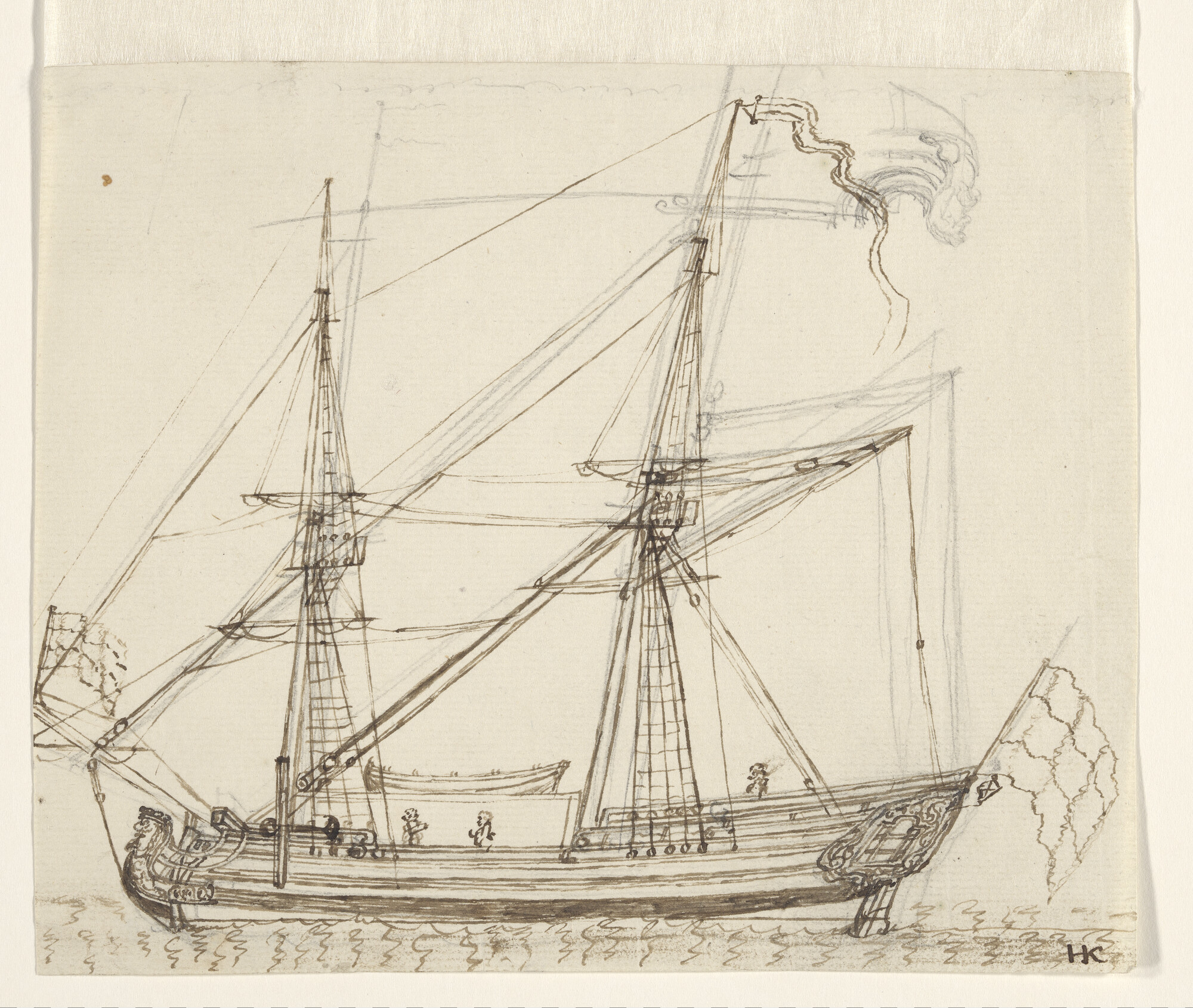 S.4317(38)a09; Een brikschip; tekening