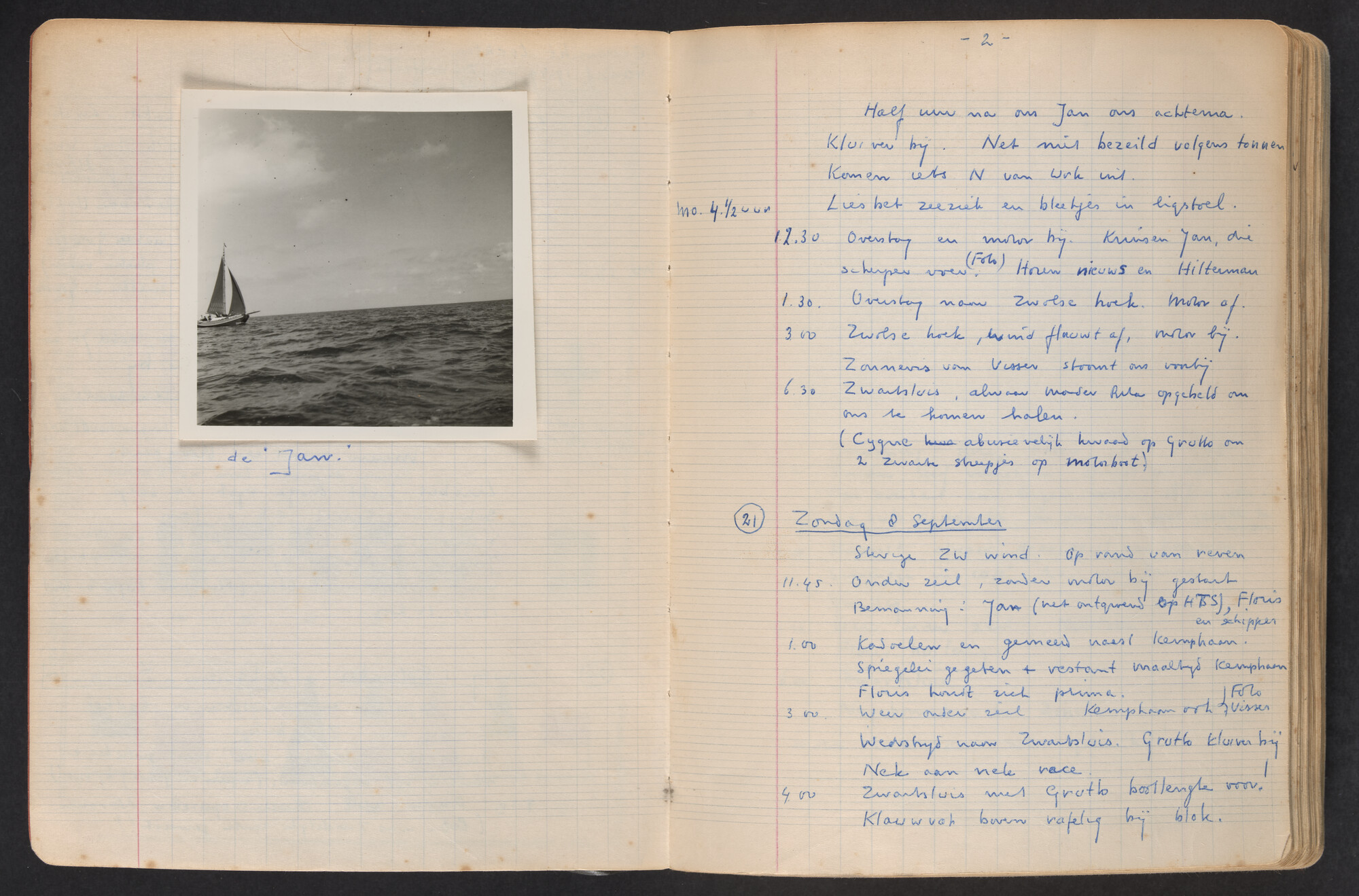 2017.0796; Logboek c.q. fotoalbum van o.a. reizen met zeeschouw Grutto in Nederland, 1963-1965; logboek