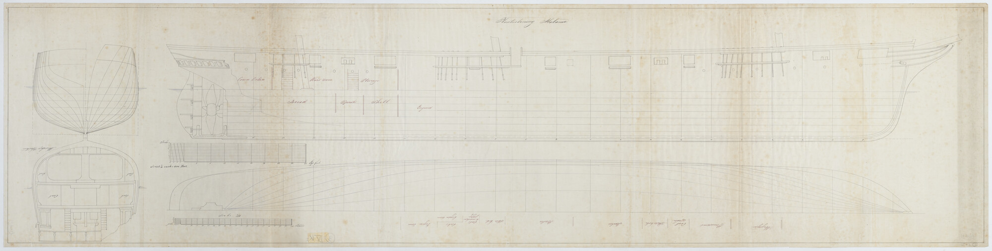 S.2246(01); Plantekening van het schroefstoomschip 'Alabama', 1862; technische tekening