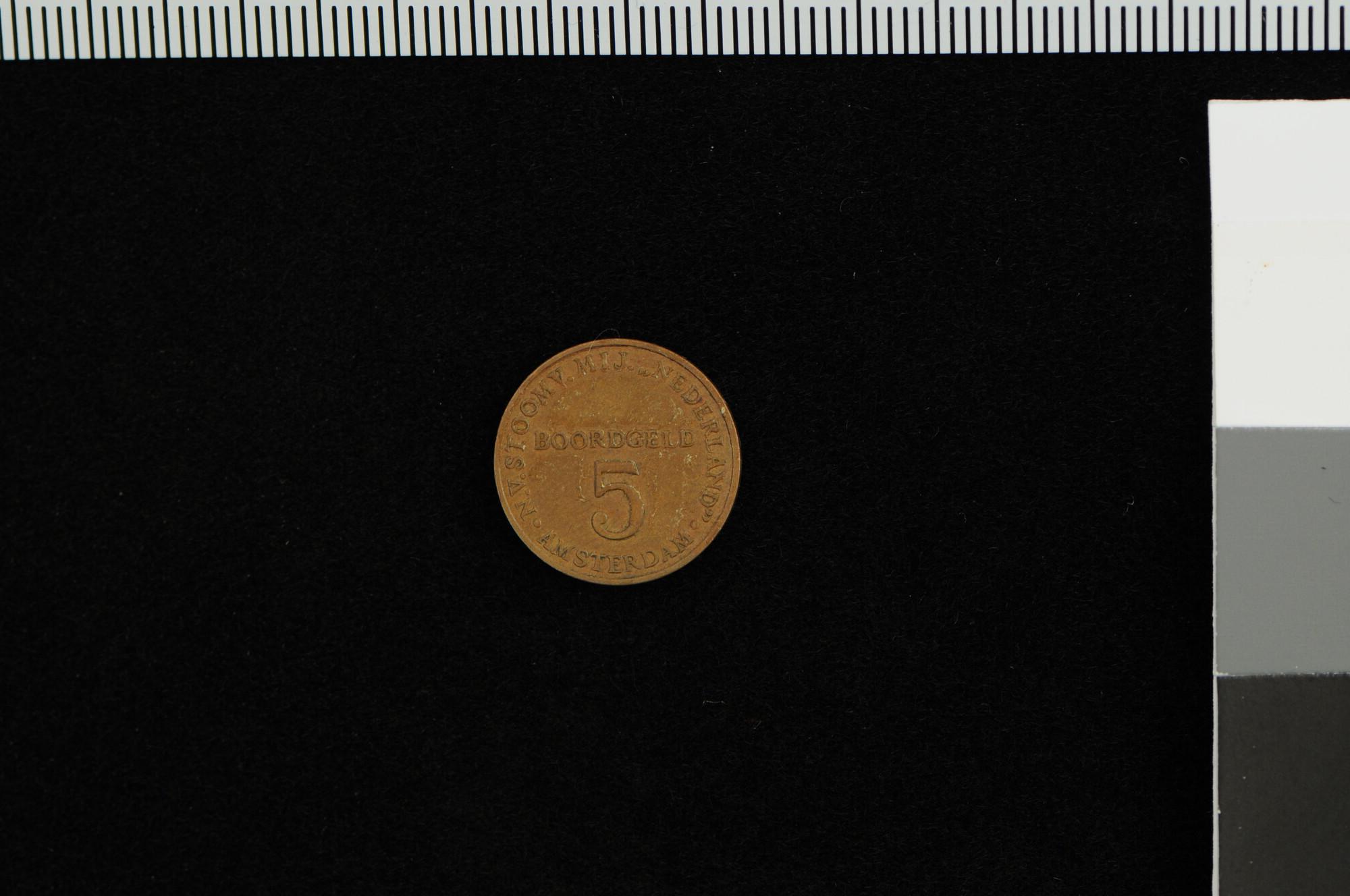 S.4949(01); Boordgeld (5 cent) van de SMN Amsterdam; munt