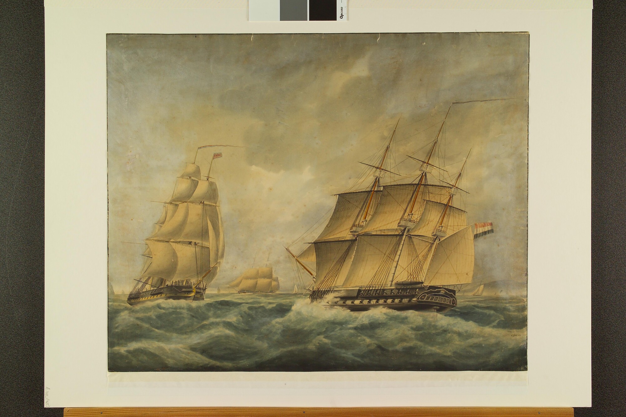 A.0149(0425); Het fregat Zr.Ms. Diana en het korvet Zr.Ms. Triton; tekening