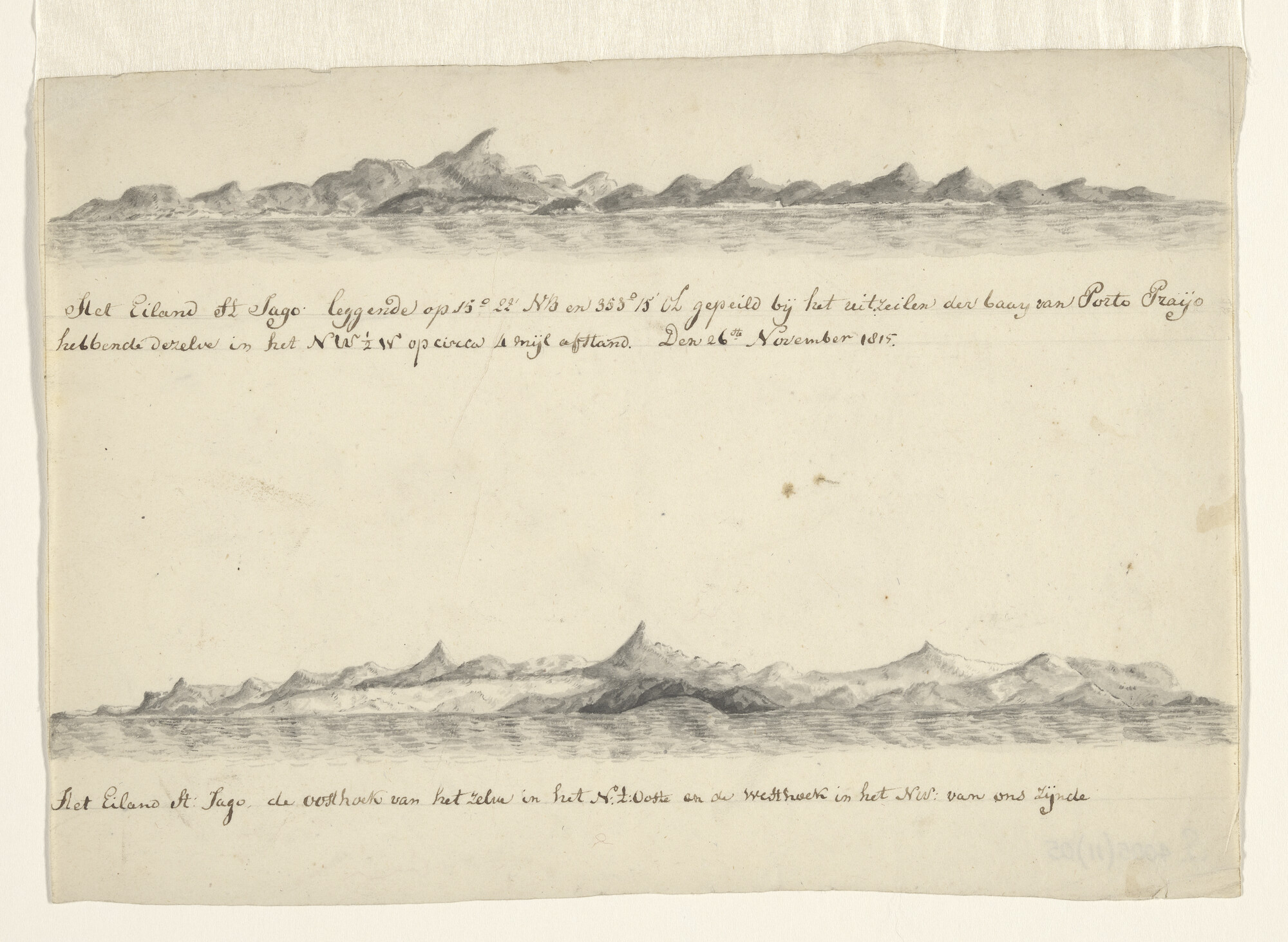 S.4005(11)05; Twee landverkenningen van het eiland St. Jago; tekening