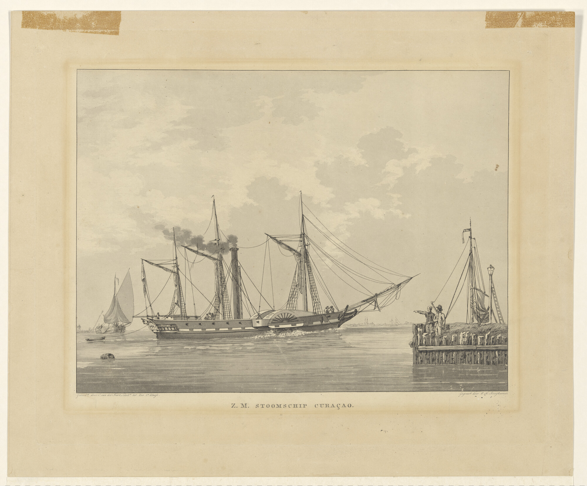 A.0149(0705); Het raderstoomschip Hr.Ms. 'Curaçao'; prent