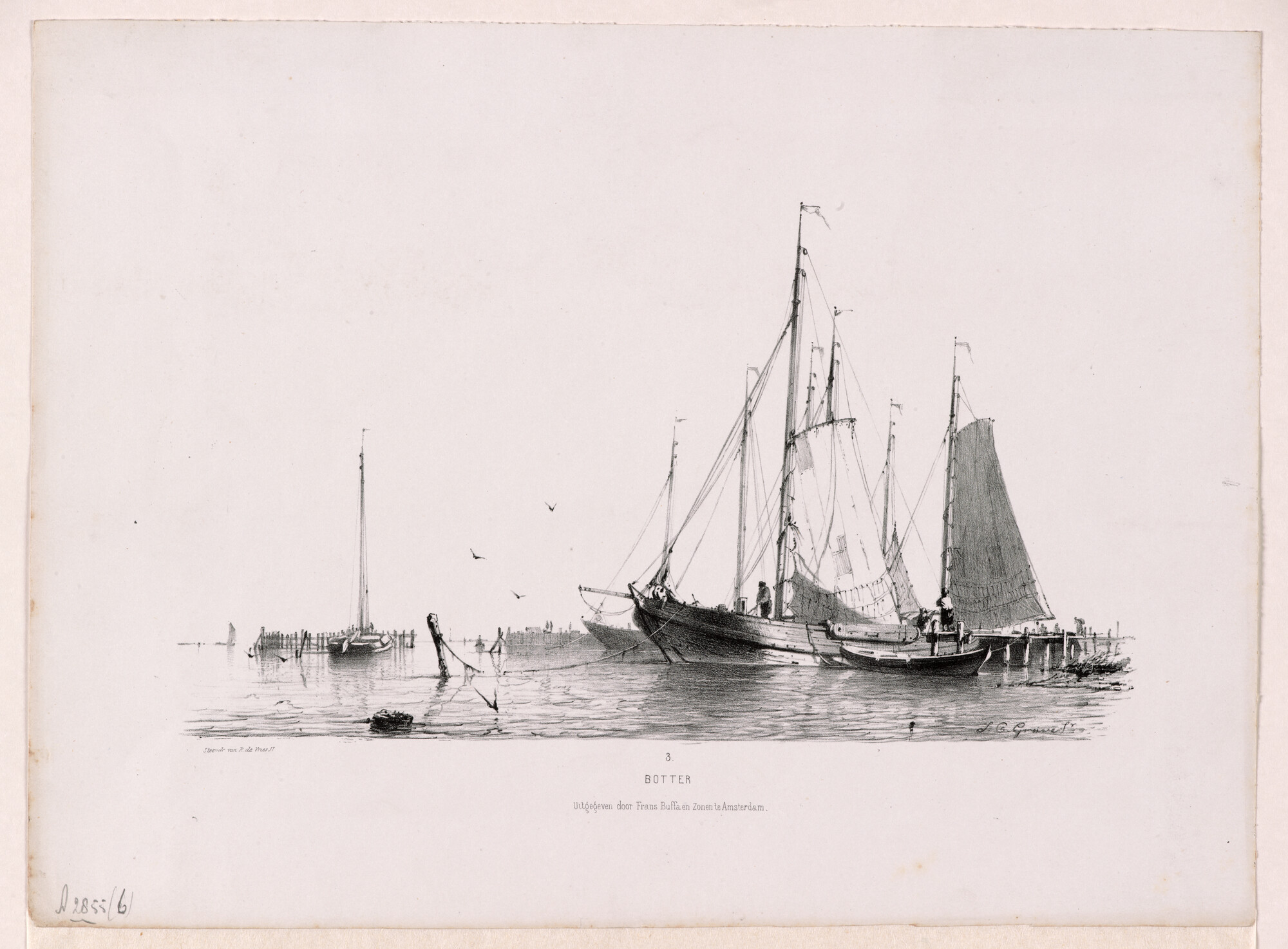 A.2855(06) [nr 0005]; Studien van Hollandsche schepen, naar de natuur; prent