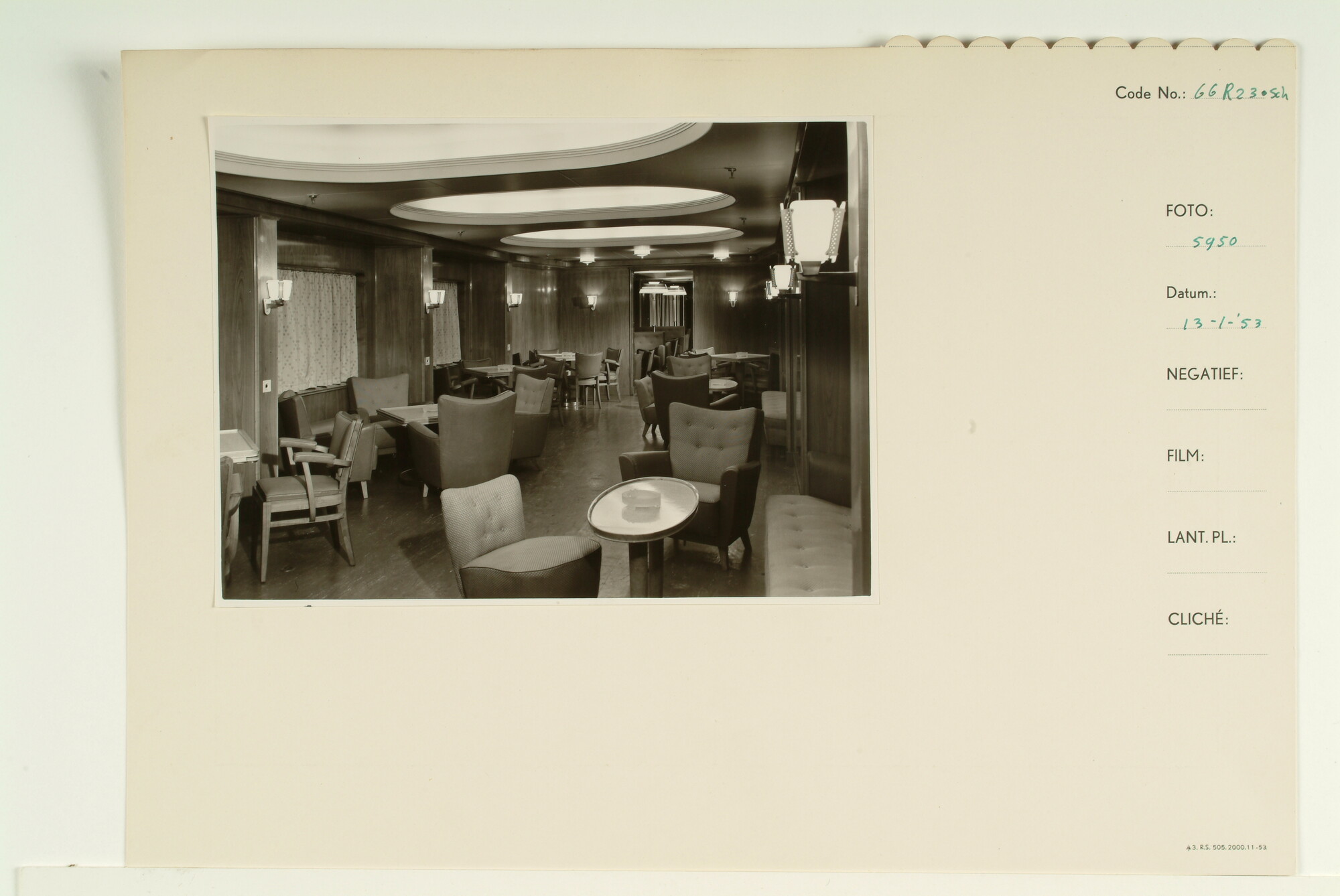 1995.1883; De cardroom van het ss. "Maasdam"; foto