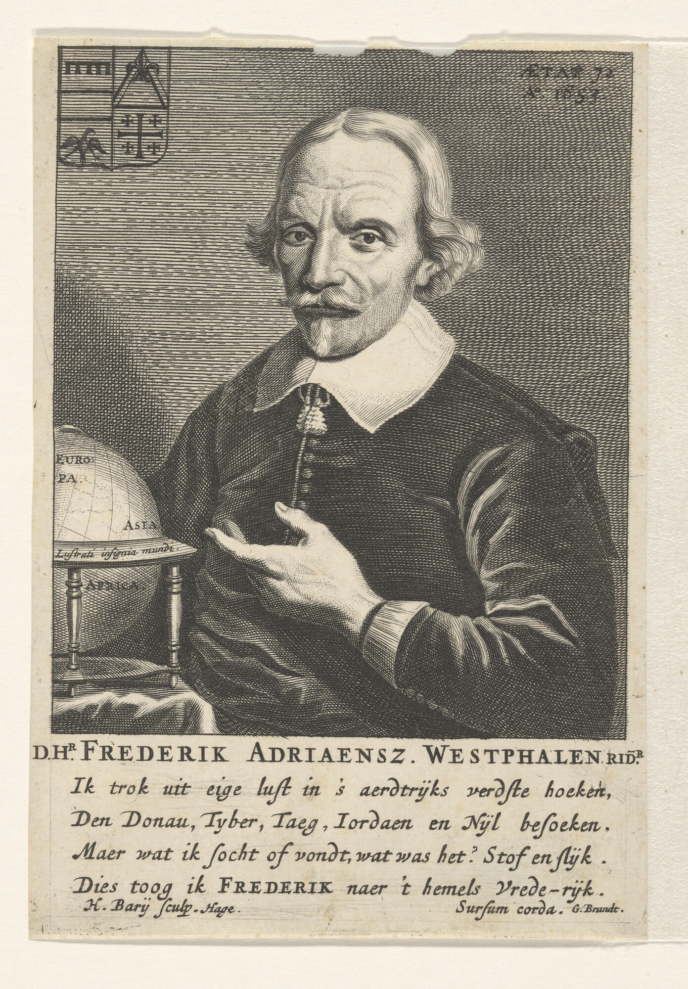 A.0075(209); Portret van ridder, reiziger en oudheidkundige Frederik Adriaansz Westfalen; prent