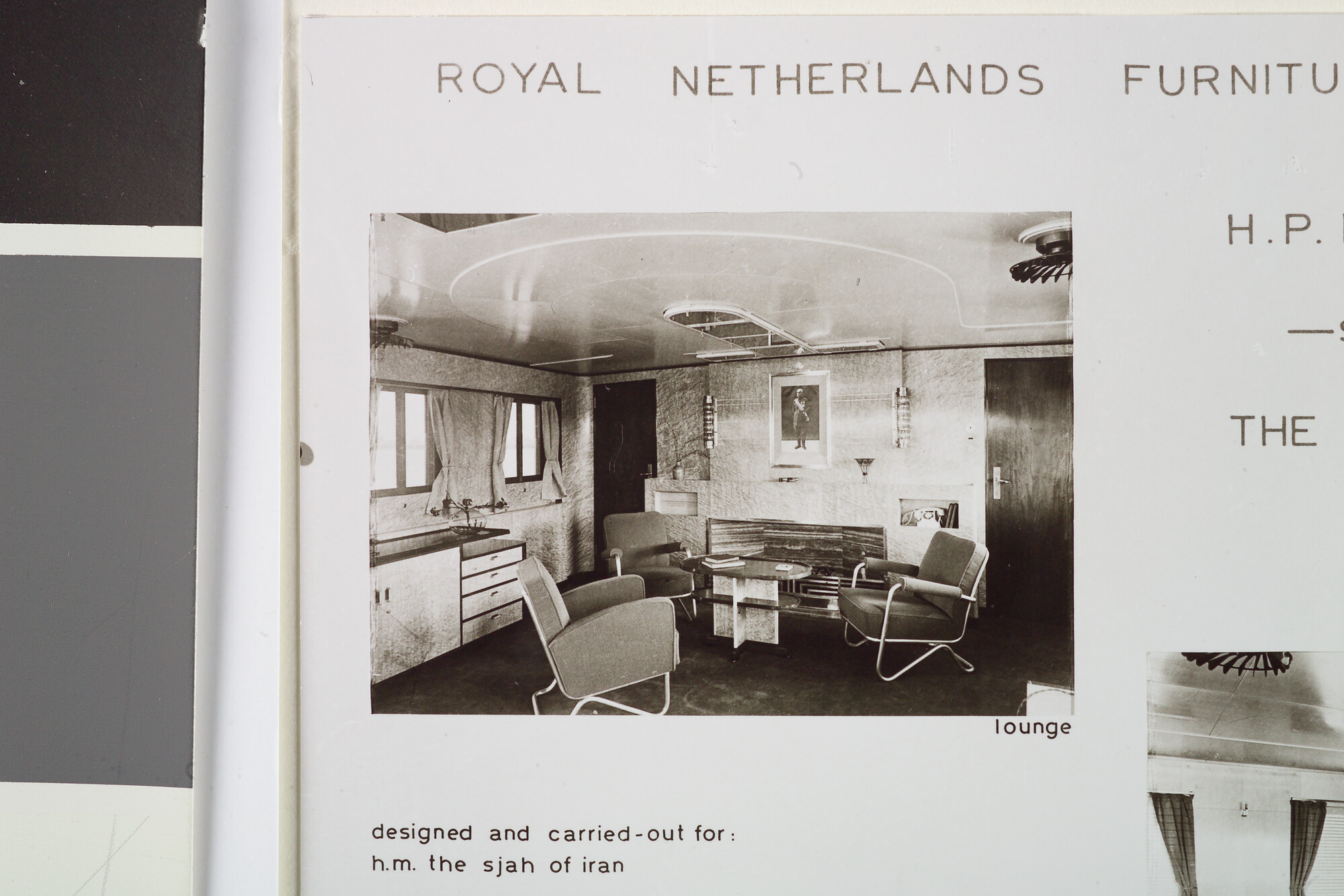 A.5023(02); Reproductiefoto's van het motorjacht van de Sjah van Perzië 'Shahsevar' en het scheepsinterieur ontworpen door H.P. Mutters & Zn; fotoreportage