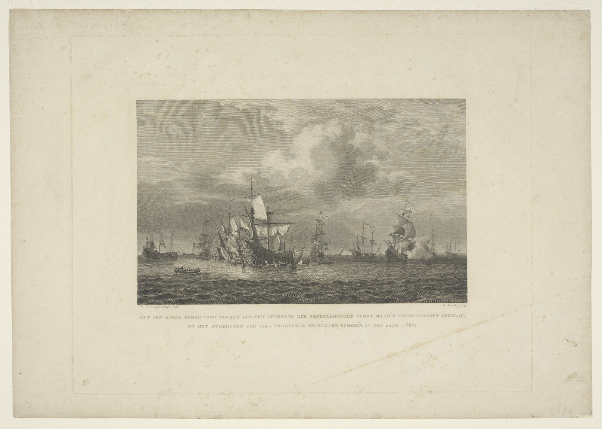 A.1367(05)30; Een gedeelte van de Nederlandse vloot komt ten anker voor Goeree na de; prent