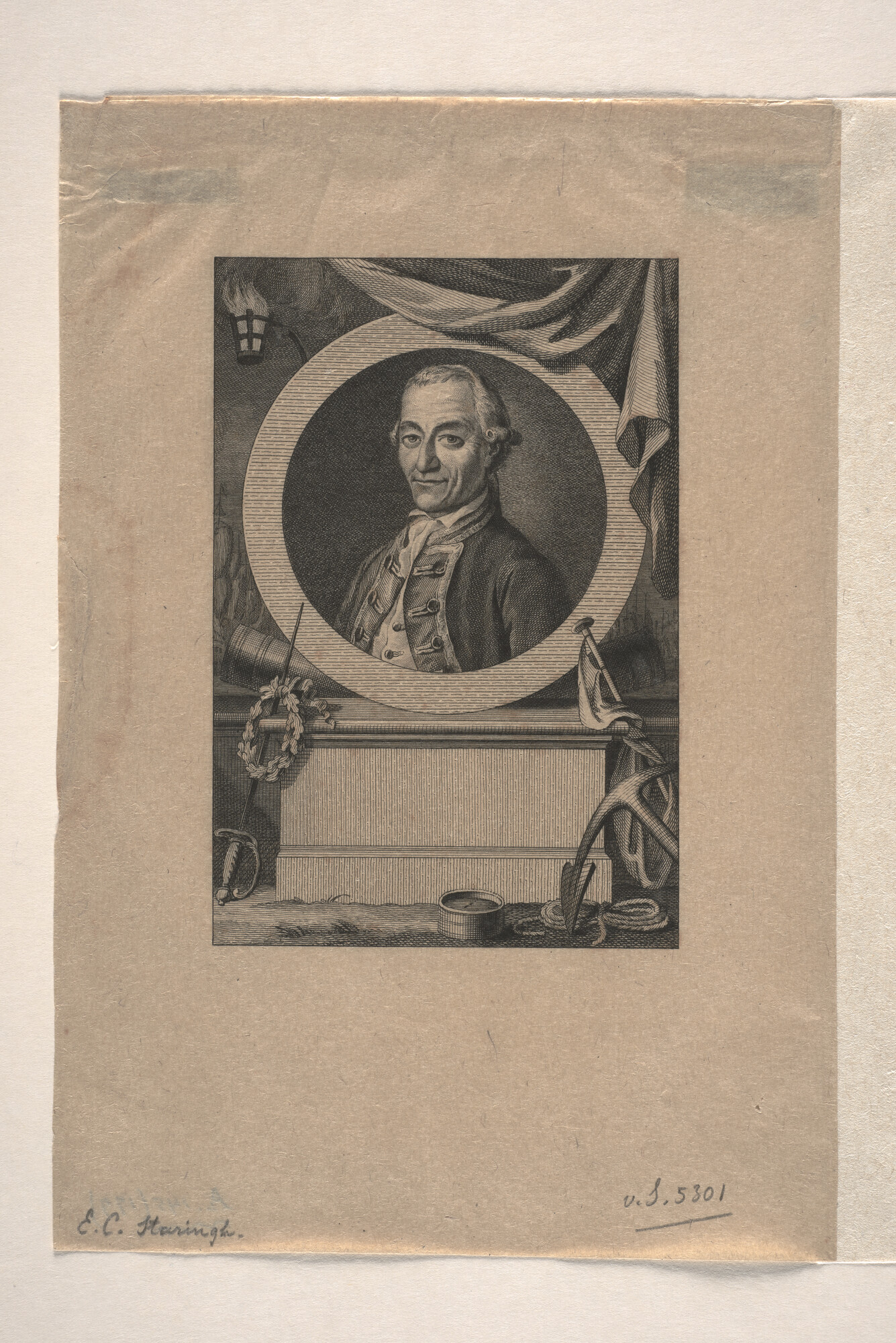 A.0145(179) [nr 0065]; Portret van E.C. Staringh kapitein-ter-zee, 1739 - 1813; prent