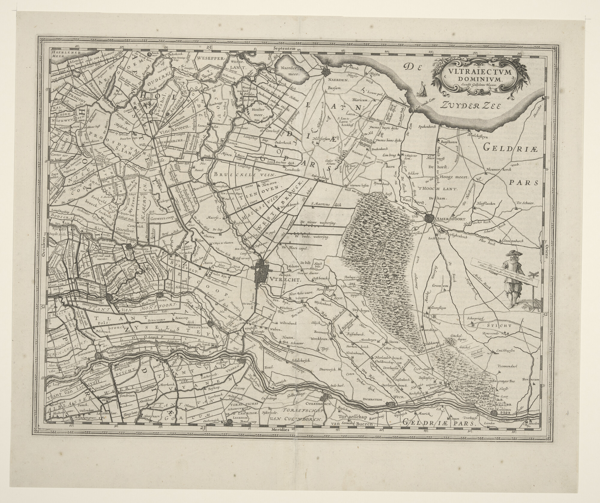 A.3845(01)006; Kaart van de provincie Utrecht, door Willem Jansz. Blaeu, Amsterdam, circa 1630; landkaart