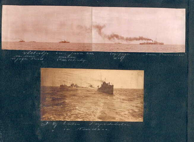 2001.1111; Blad uit een fotoalbum, met 5 fotos van de marinewerf te Soerabaja, een [...]; fotoalbum
