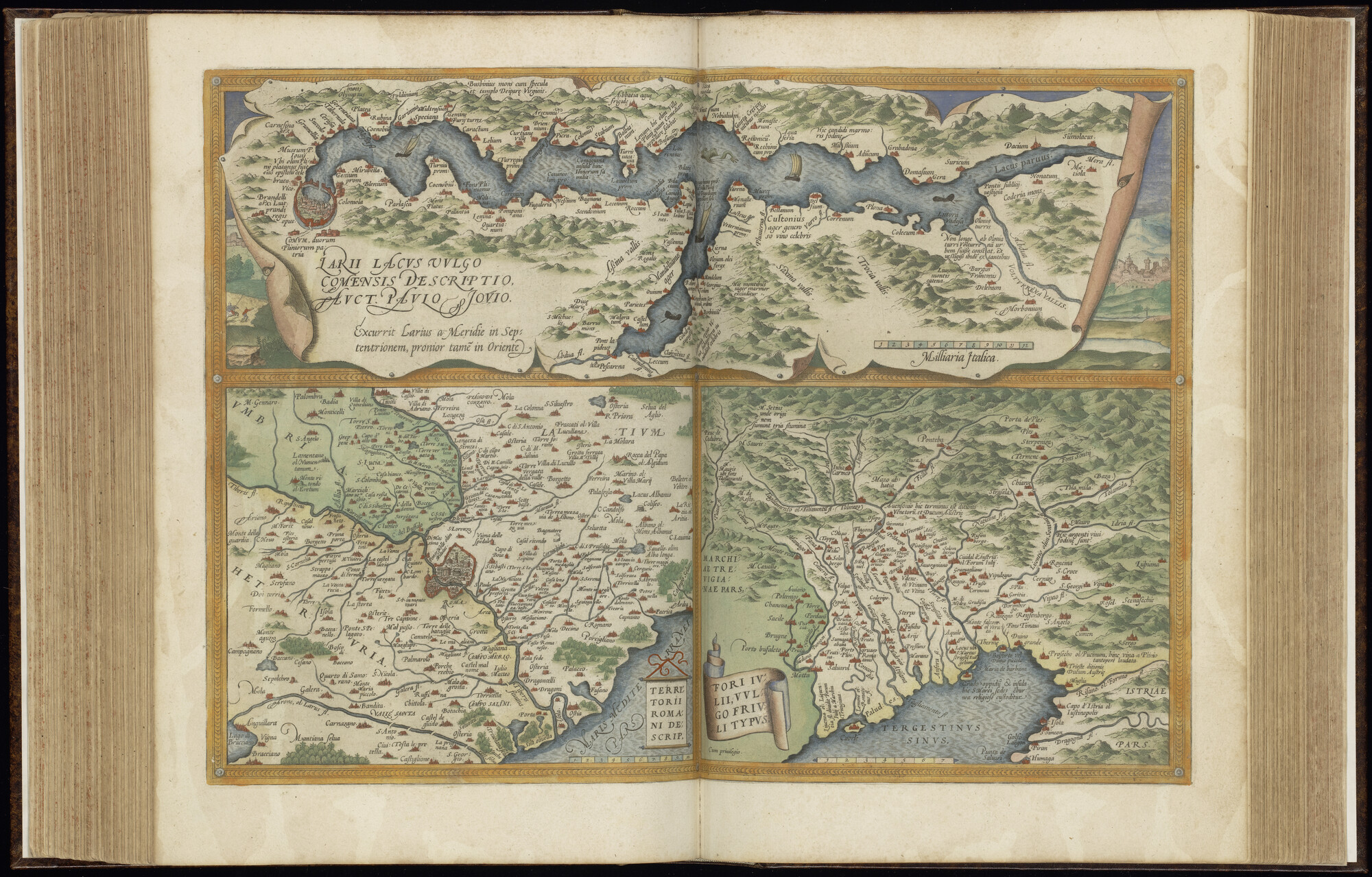 A.0145(042) [kaart 067]; Kaart van het Comomeer met Como en Lecco. Kaart van Centraal-Italië met het gebied rond Rome. Kaart van Noordoost-Italië met het gebied rond Triëst; kaart